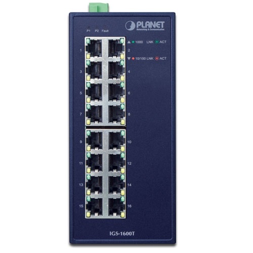 PLANET IGS-1600T Switch di Rete Non Gestito L2 Gigabit Ethernet 16 Porte (10/100/1000) Blu
