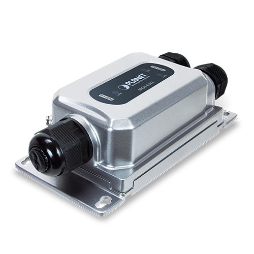PLANET IPOE-E302 Trasmettitore di rete IP67, 1 porta 802.3bt PoE a 2 porte 802.3a, Velocità 10/100/1000 Mbit/s, Colore Nero e Grigio