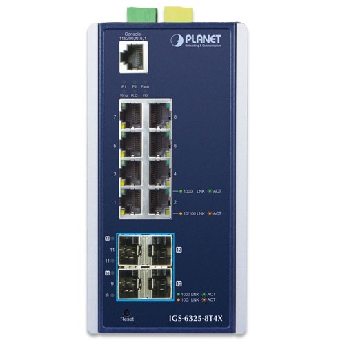 PLANET IGS-6325-8T4X Switch di Rete Gestito L3 Gigabit Ethernet 8 Porte 1000T 4 SFP Blu e Grigio