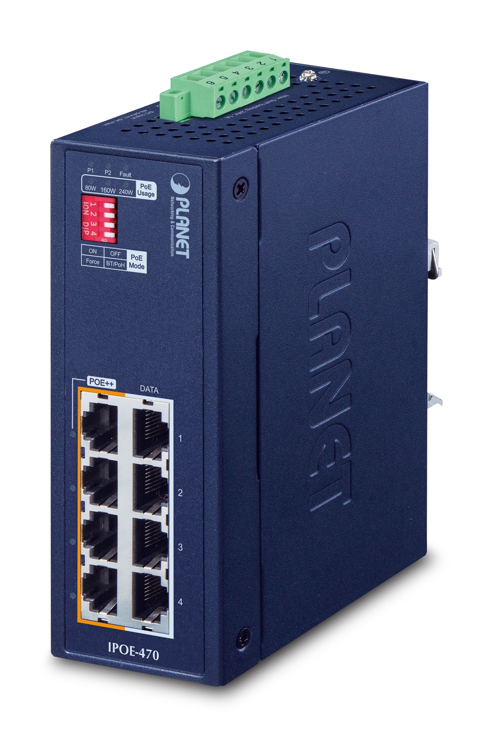 PLANET IP30 Industrial Switch 4-port Gigabit Ethernet (10/100/1000) con Power over Ethernet (PoE) - Blu