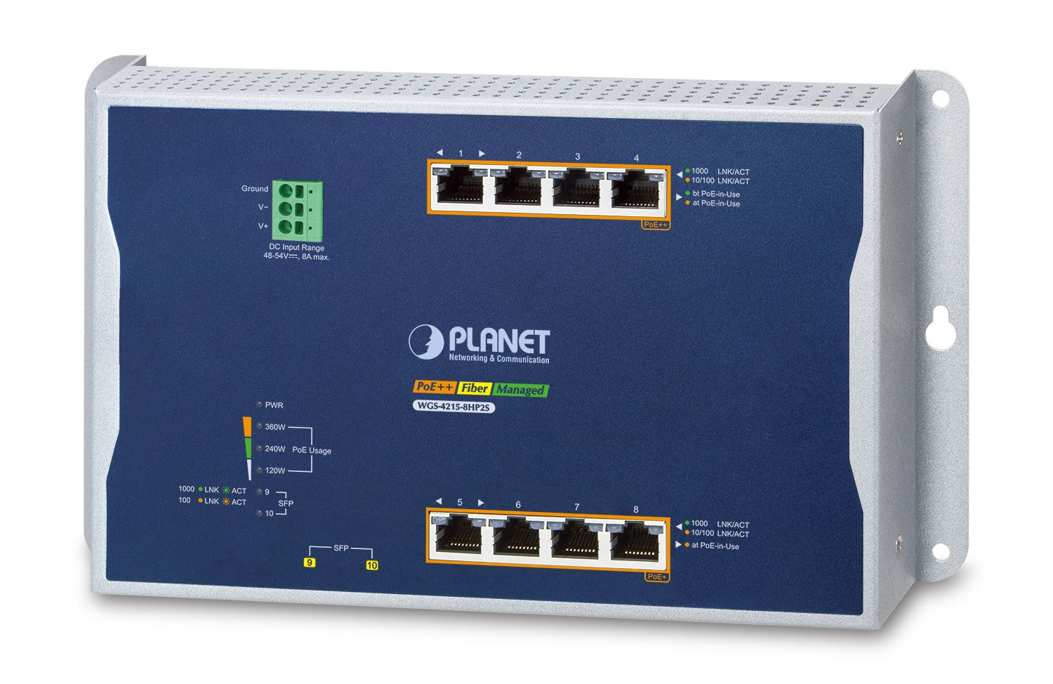 PLANET IP30 Switch di rete 4-Port Gestito L2/L2 Gigabit Ethernet (10/100/1000) con supporto Power over Ethernet (PoE) - Blu, Grigio