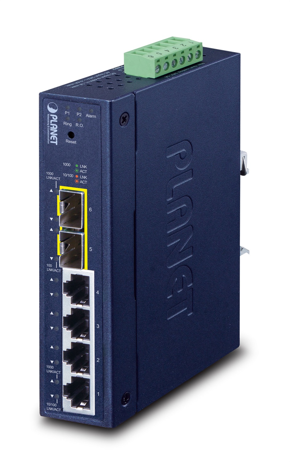 PLANET Industrial L2/L4 4-Port Switch Gestito Gigabit Ethernet (10/100/1000) Blu - IGS-4215-4T2S