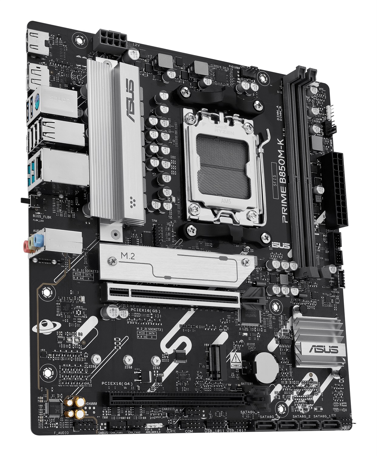ASUS PRIME B850M-K Scheda Madre micro ATX AMD AM5 per Ryzen 7000/8000/9000, DDR5, 2 M.2, PCIe 5.0, 8 2 1 Fasi di Alimentazione, Realtek 2.5Gb Ethernet, DisplayPort, HDMI, USB-A 10Gbps e USB-C 5Gbps, BIOS Flashback, Aura Sync