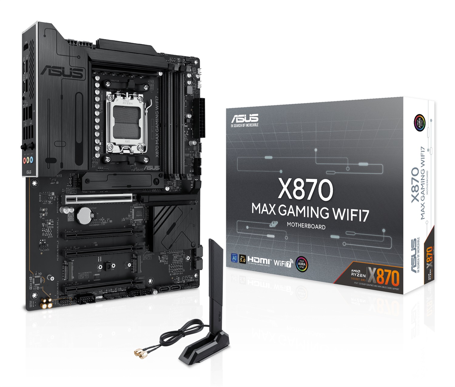 ASUS X870 MAX GAMING WIFI7 Scheda Madre ATX Socket AM5 con WiFi 7, DDR5, PCIe 5.0 e supporto fino a 256 GB di RAM