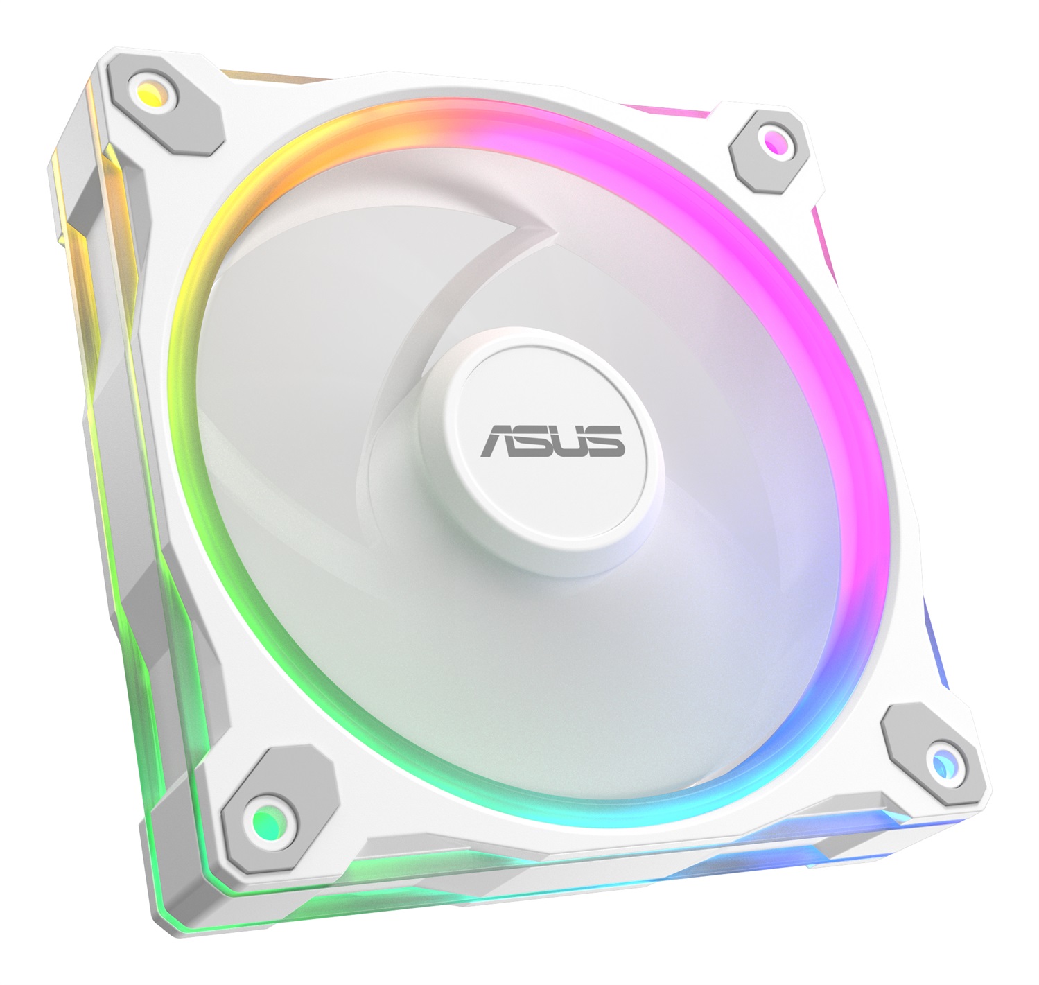 ASUS Prime MR120 ARGB Reverse - Ventola da 120 mm con Illuminazione ARGB, 23 dB di Rumore e Design Bianco
