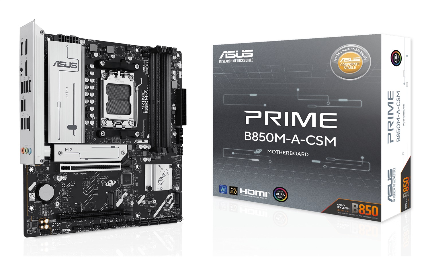 ASUS PRIME B850M-A-CSM Scheda Madre AMD mATX Socket AM5 con DDR5, PCIe 5.0, 3 Slot M.2, Ethernet 2.5Gb, DisplayPort, HDMI e USB-C