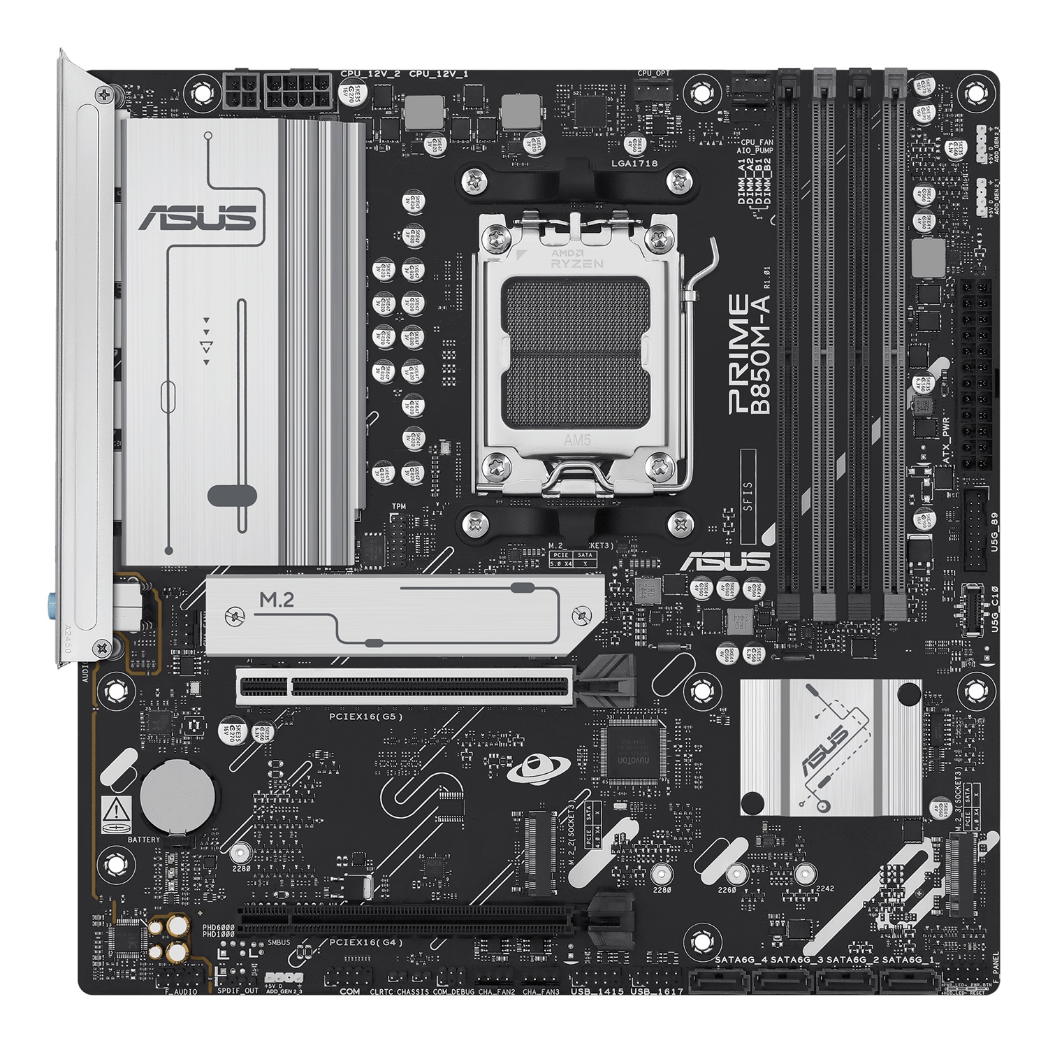 ASUS PRIME B850M-A-CSM Scheda Madre AMD mATX Socket AM5 con DDR5, PCIe 5.0, 3 Slot M.2, Ethernet 2.5Gb, DisplayPort, HDMI e USB-C