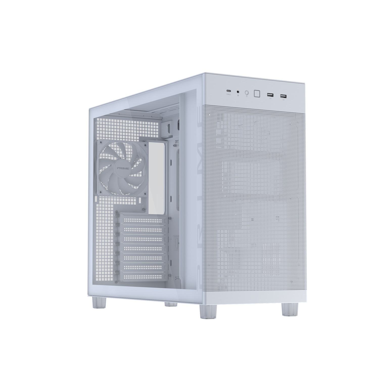 ASUS Prime AP303 TG White - Case Midi Tower in Vetro Temperato, Compatibile ATX/mATX/Mini-ITX, Supporto GPU fino a 360mm