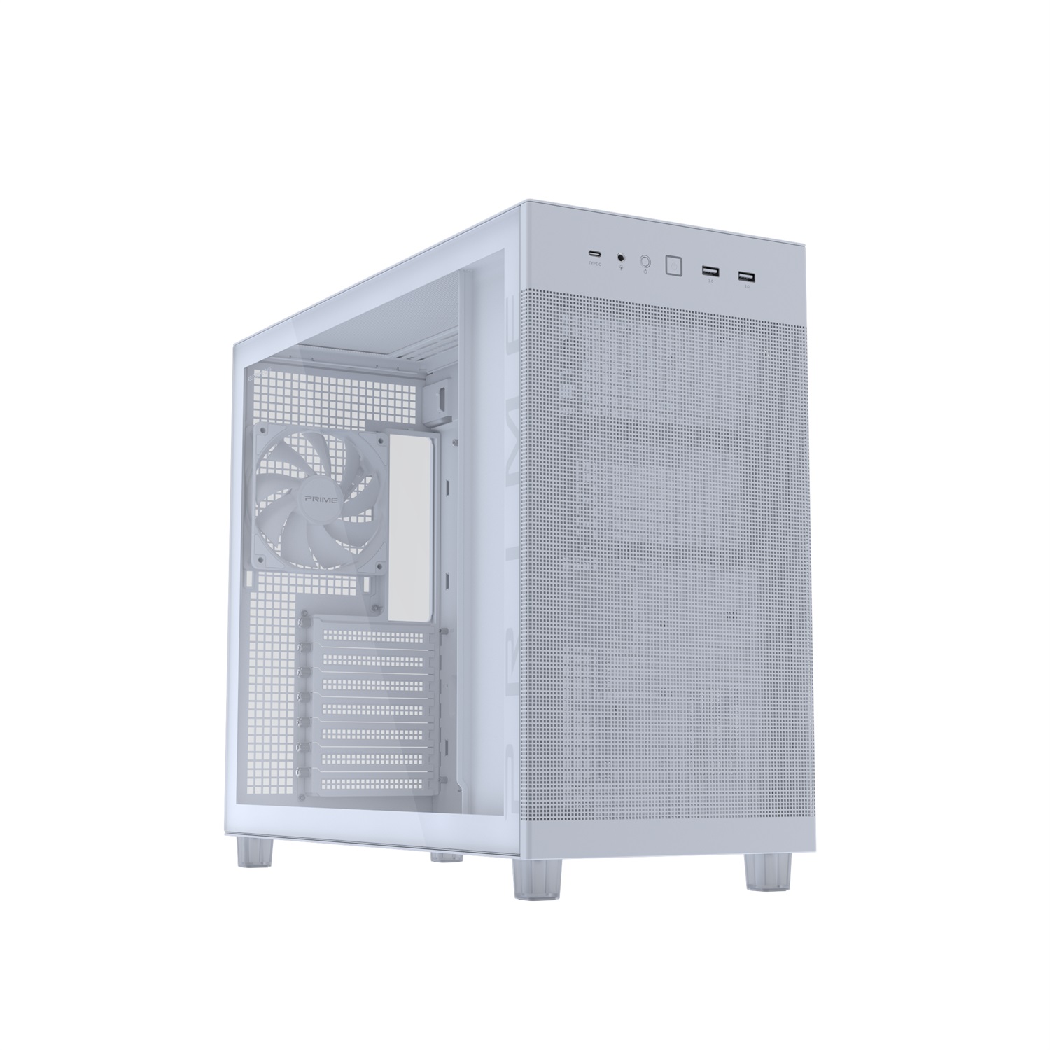 ASUS Prime AP303 TG White - Case Midi Tower in Vetro Temperato, Compatibile ATX/mATX/Mini-ITX, Supporto GPU fino a 360mm
