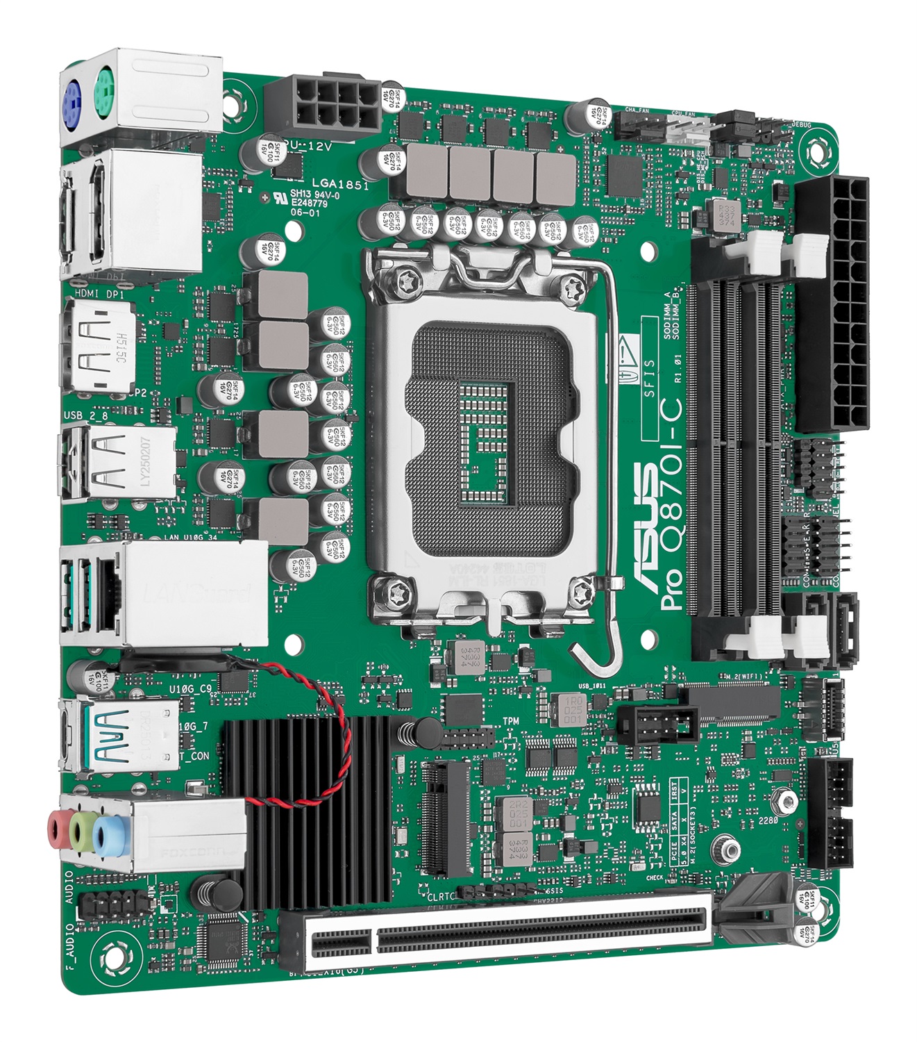 ASUS PRO Q870I-C-CSM - Scheda madre mini ITX LGA 1851 per processori Intel Core Ultra, supporta fino a 128 GB di RAM DDR5