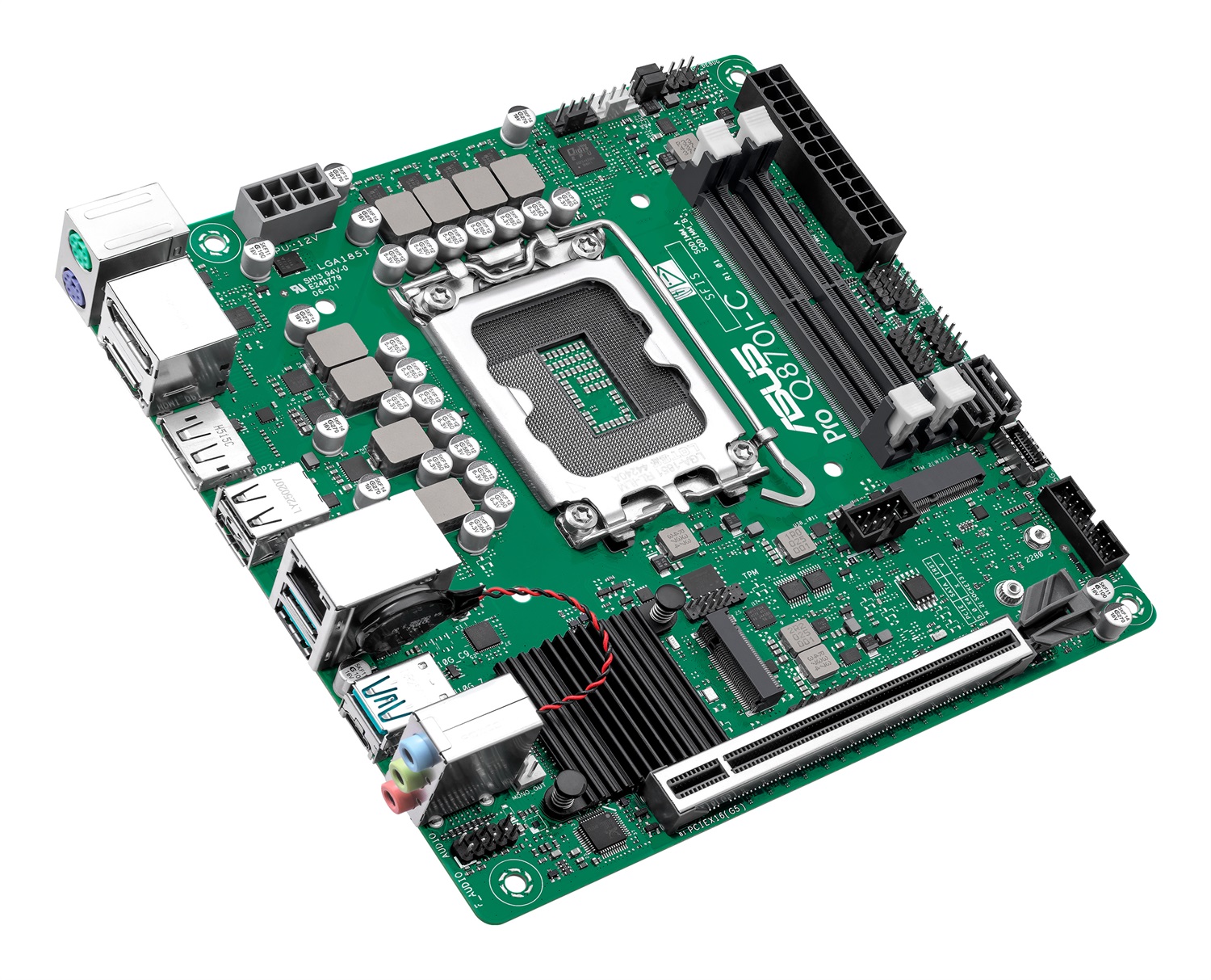 ASUS PRO Q870I-C-CSM - Scheda madre mini ITX LGA 1851 per processori Intel Core Ultra, supporta fino a 128 GB di RAM DDR5