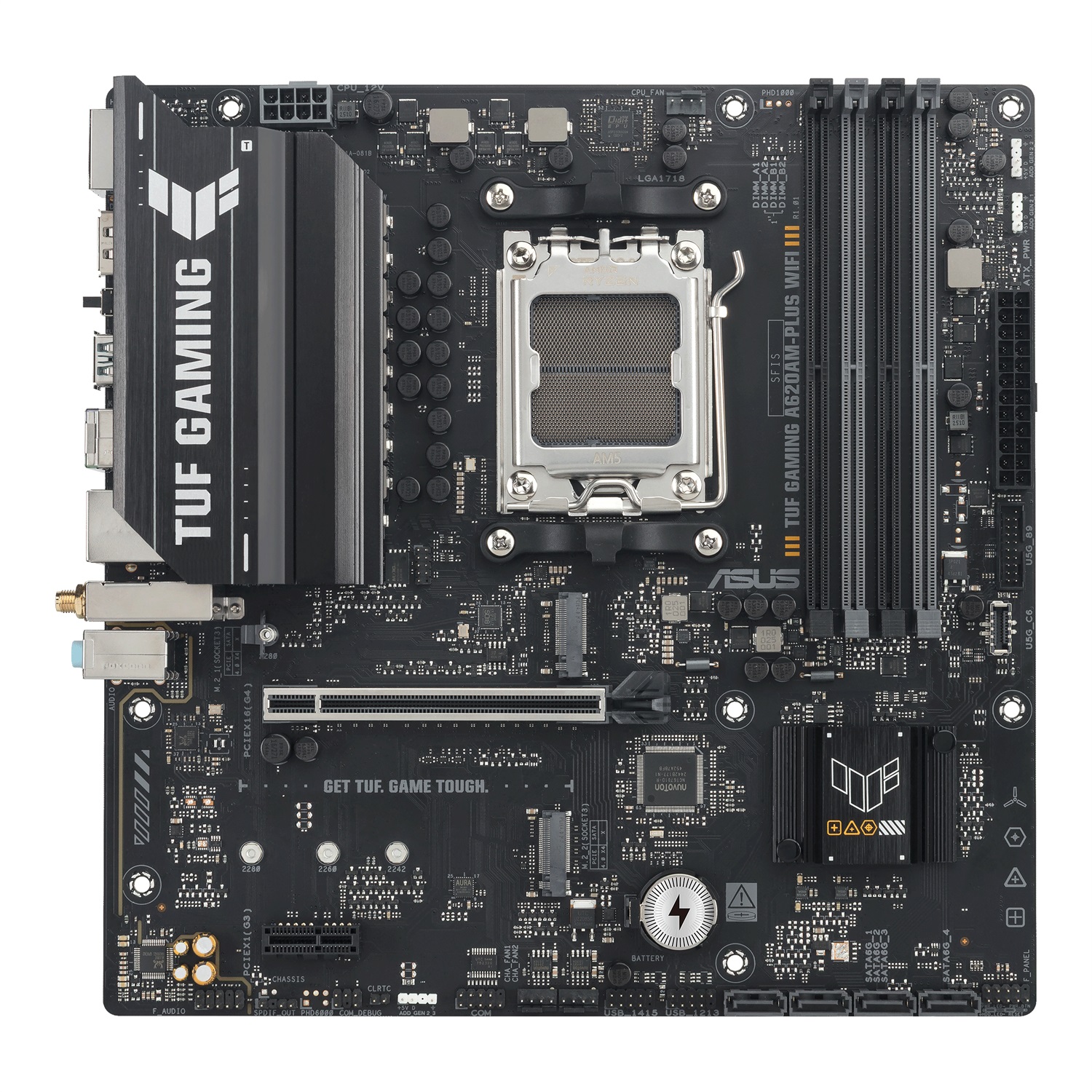 ASUS TUF A620AM-PLUS WIFI - Scheda Madre AM5 per Processori AMD Ryzen 7000, Ottimizzata per il Gaming e con Componenti Resistenti