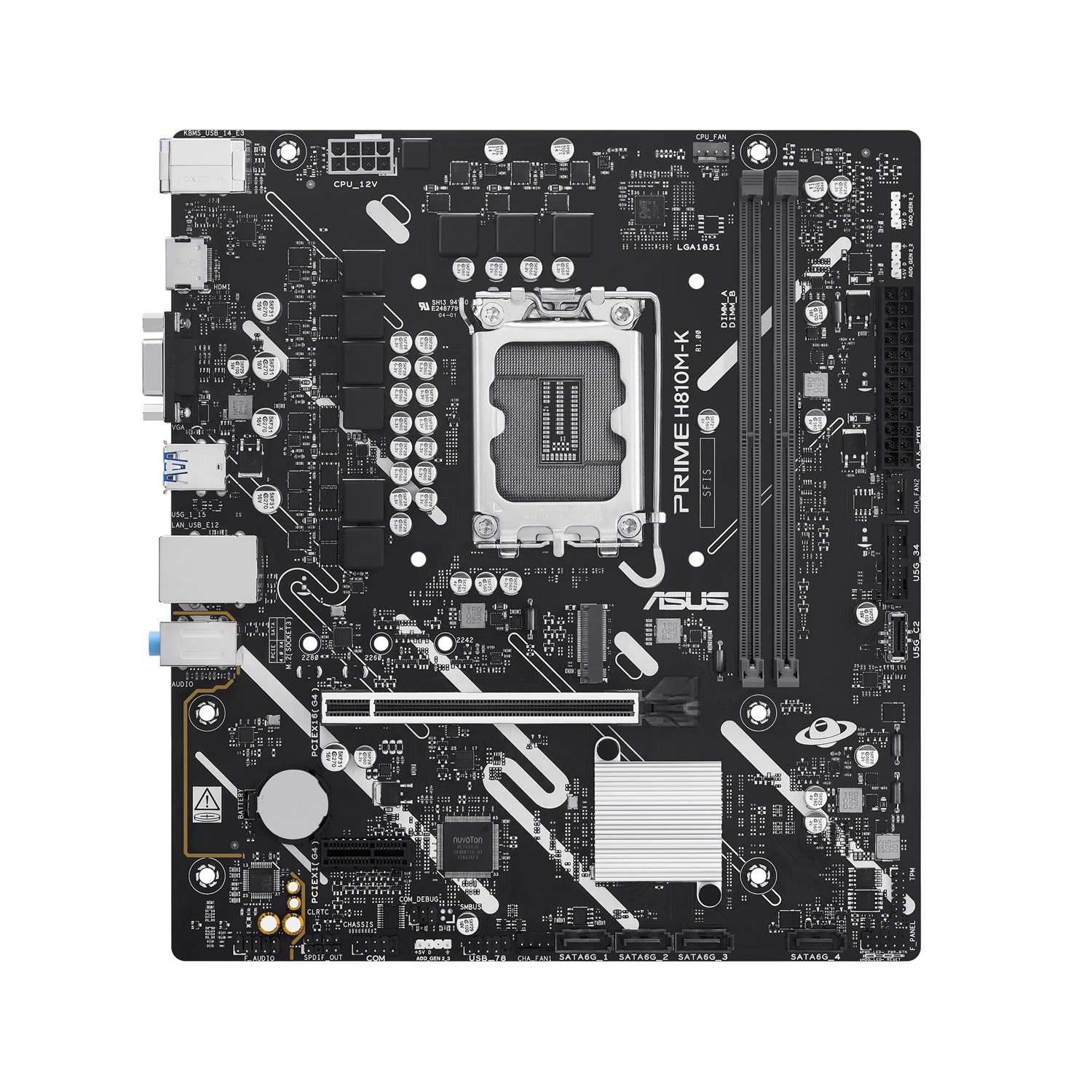 ASUS PRIME H810M-K - Scheda Madre Micro-ATX con DDR5, PCIe 4.0, Slot M.2, Ethernet 1Gb, HDMI, VGA e USB-C