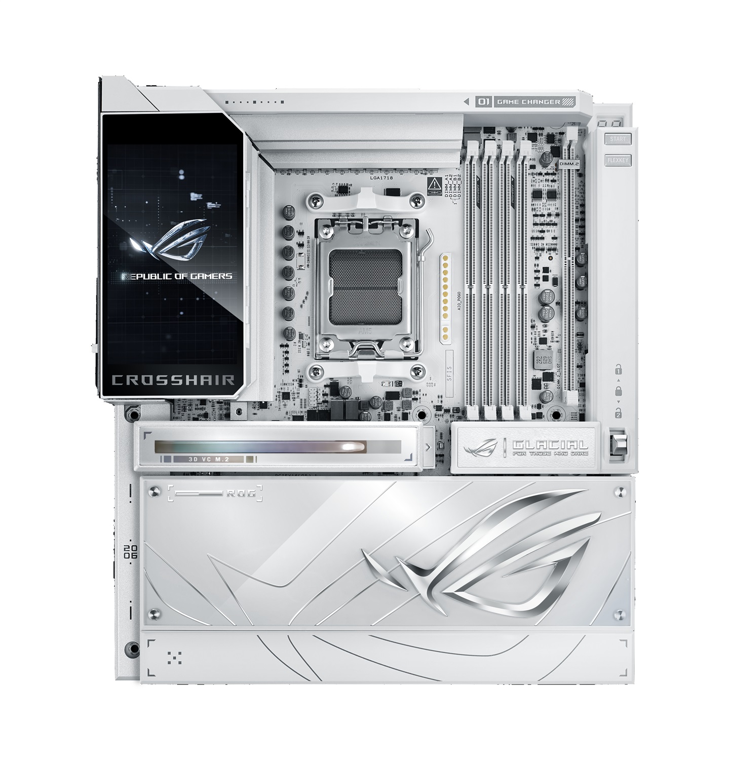 ASUS ROG Crosshair X870E GLACIAL - Scheda Madre E-ATX con 24 2 2 Fasi di Alimentazione, Slot DDR5, Ethernet Dual 10G, PCIe 5.0 e USB4