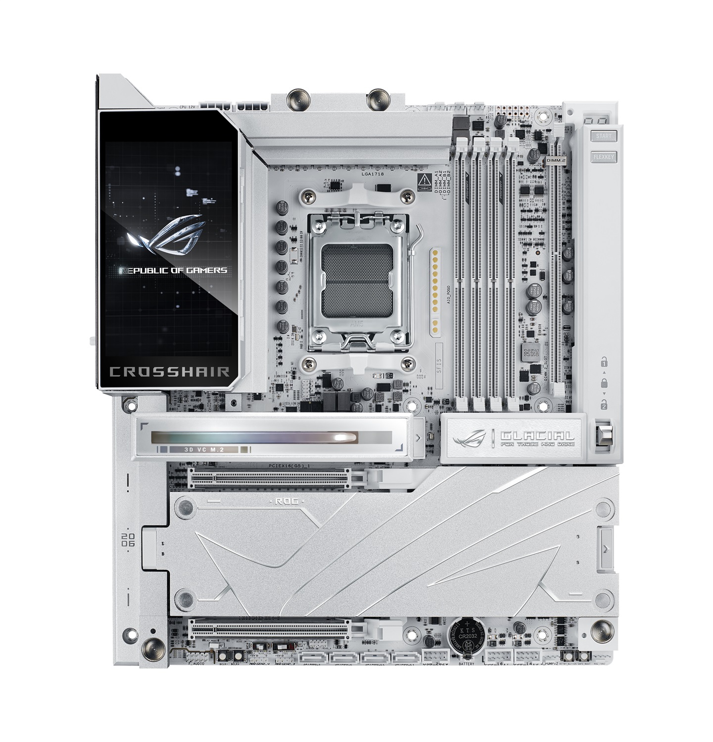 ASUS ROG Crosshair X870E GLACIAL - Scheda Madre E-ATX con 24 2 2 Fasi di Alimentazione, Slot DDR5, Ethernet Dual 10G, PCIe 5.0 e USB4