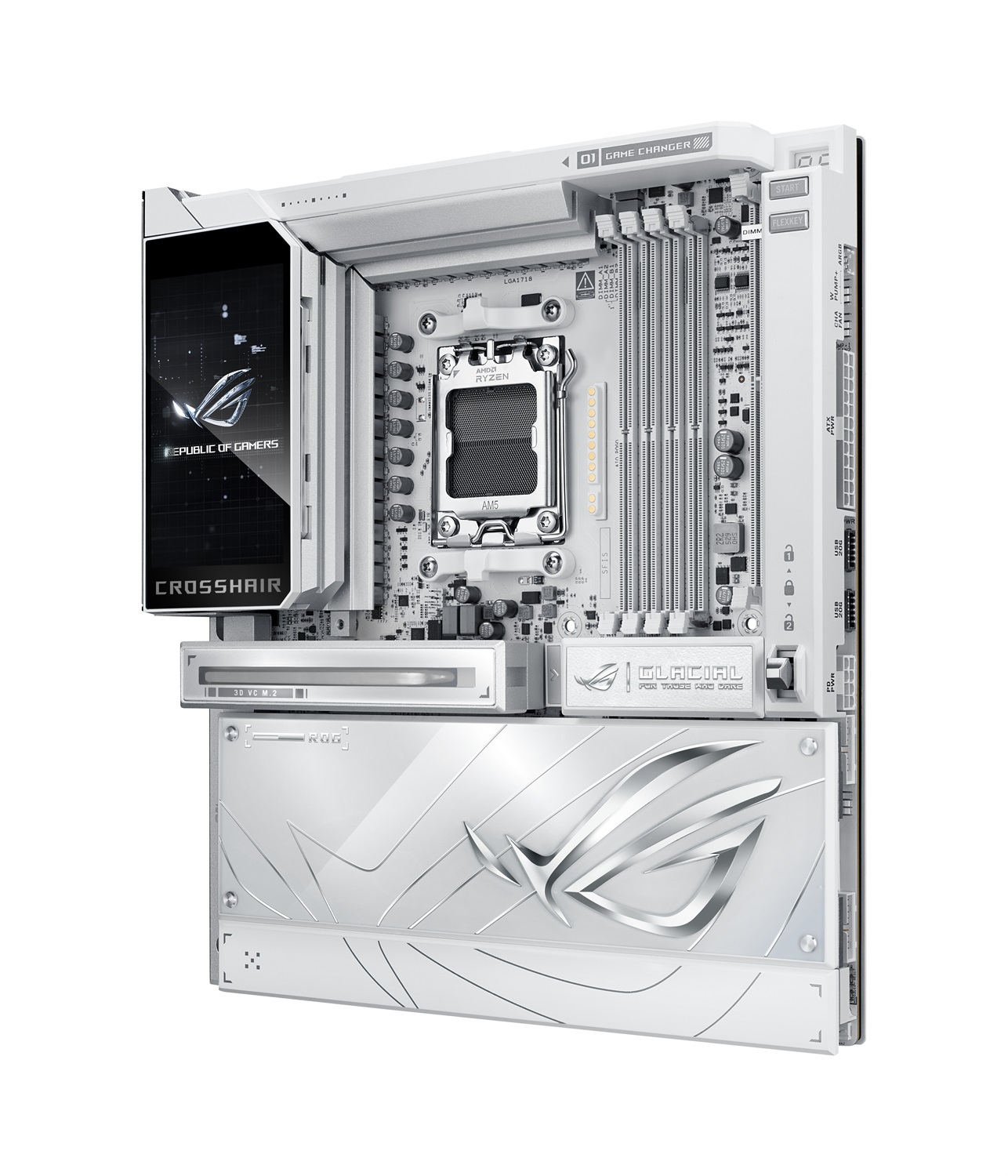 ASUS ROG Crosshair X870E GLACIAL - Scheda Madre E-ATX con 24 2 2 Fasi di Alimentazione, Slot DDR5, Ethernet Dual 10G, PCIe 5.0 e USB4
