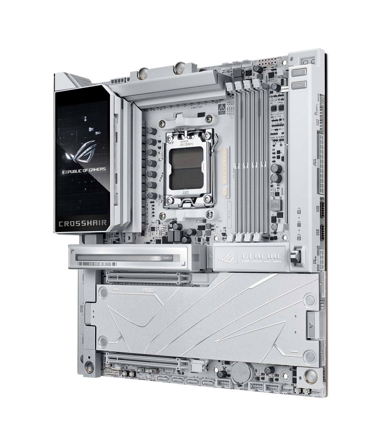 ASUS ROG Crosshair X870E GLACIAL - Scheda Madre E-ATX con 24 2 2 Fasi di Alimentazione, Slot DDR5, Ethernet Dual 10G, PCIe 5.0 e USB4