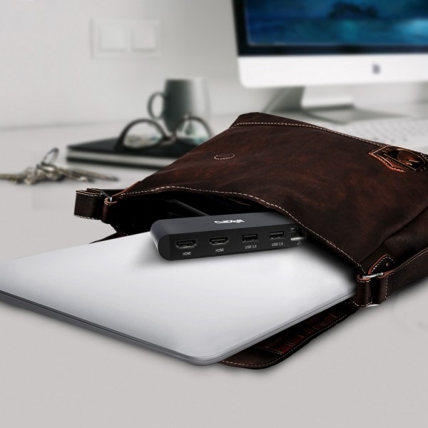 CalDigit Thunderbolt 3 Mini Dock Wired - Doppio HDMI 2.0, Portatile, Alimentato tramite Bus, 40 Gbps, Doppio 4K @ 60 Hz, USB 3.0 e 2.0, GbE LAN