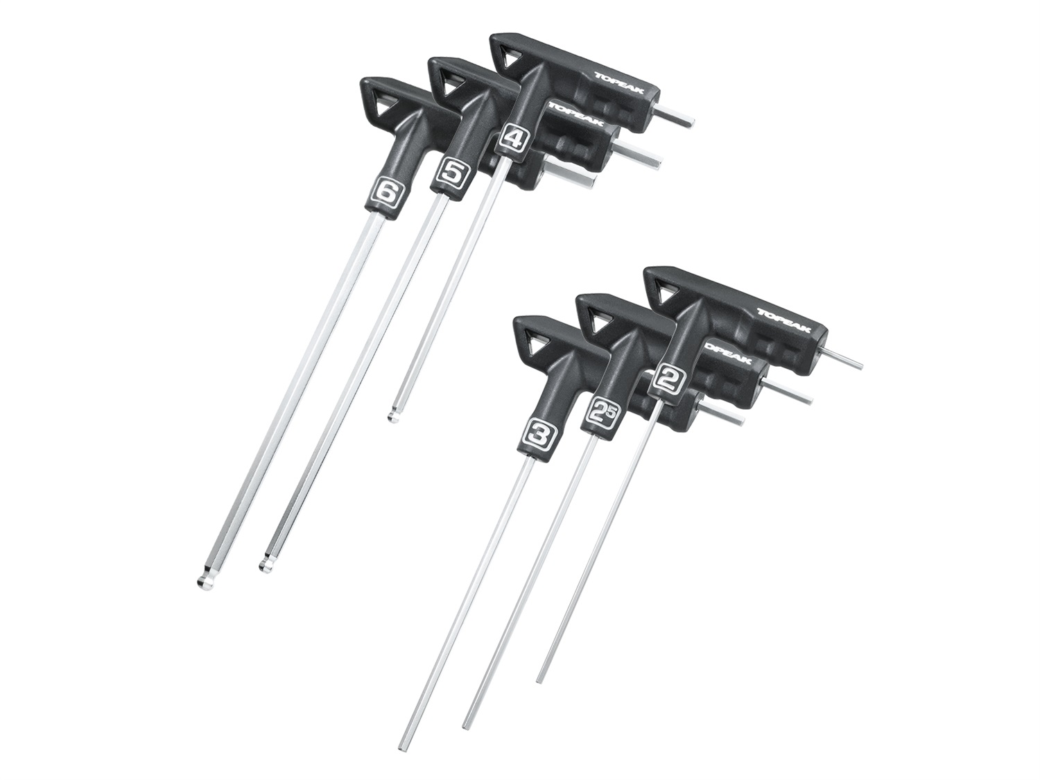 Topeak T-Handle DuoHex - Set di Chiavi a Brugola (6 pz) in Acciaio Vanadio Cromato con Impugnatura Ergonomica