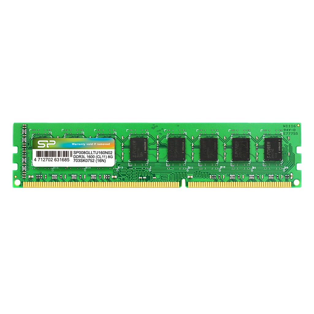 Silicon Power SP008GLLTU160N02 Memoria RAM 8 GB DDR3L 1600 MHz 240-pin DIMM Verde
