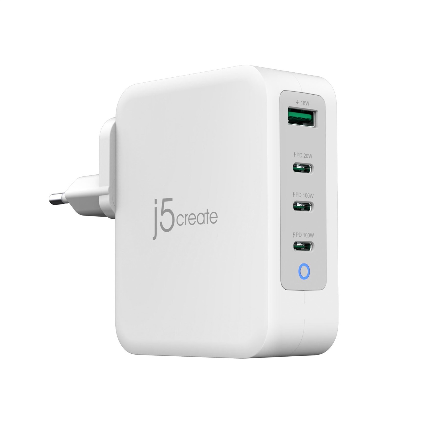 j5create Caricatore GaN USB-C 130W a 4 porte - Carica fino a 4 dispositivi contemporaneamente