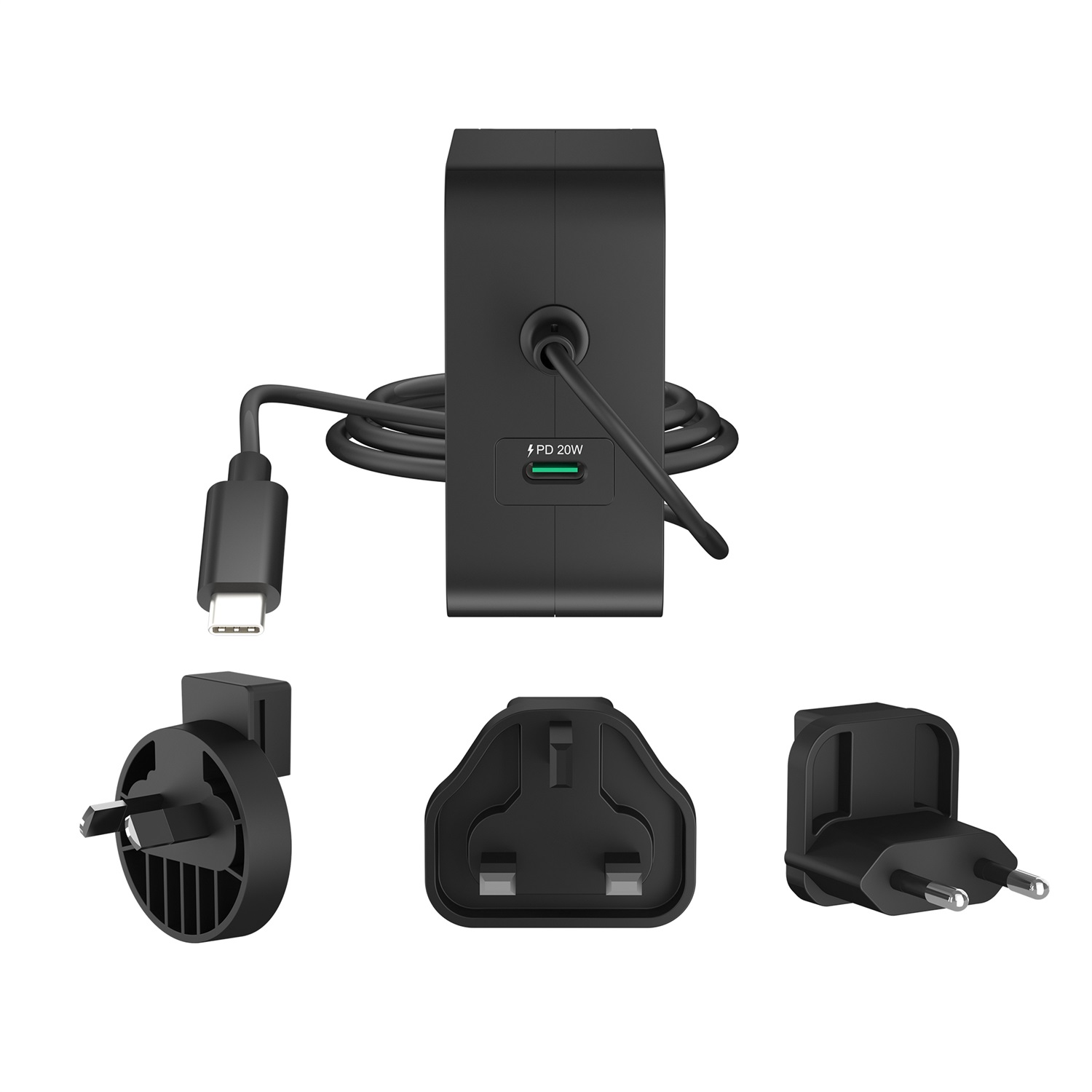 j5create Caricatore GaN PD USB-C 102W con 2 Porte e Spine Intercambiabili - Nero