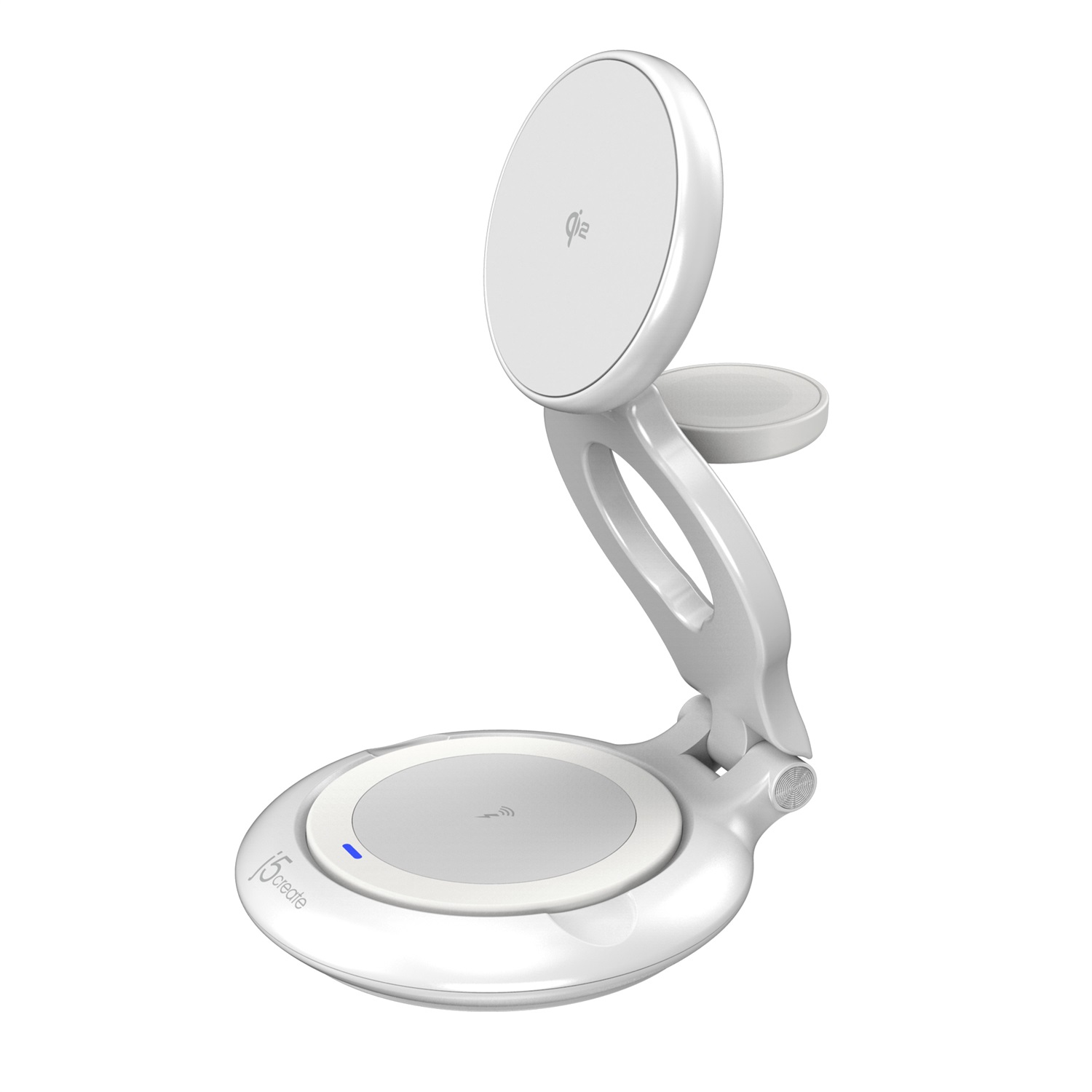 j5create JUPW3415-N Caricabatterie Wireless Bianco per Orologi Intelligenti, Cuffie e Smartphone
