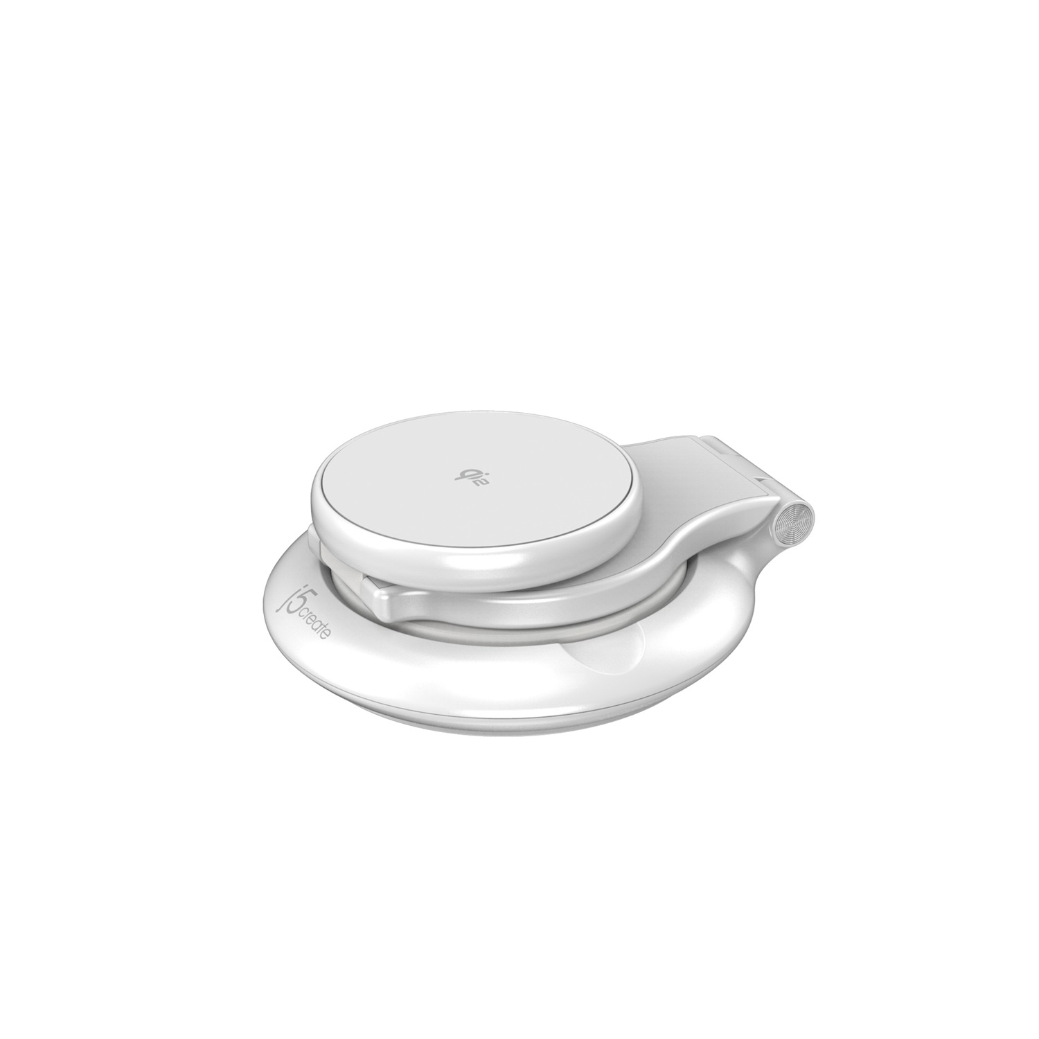 j5create JUPW3415-N Caricabatterie Wireless Bianco per Orologi Intelligenti, Cuffie e Smartphone