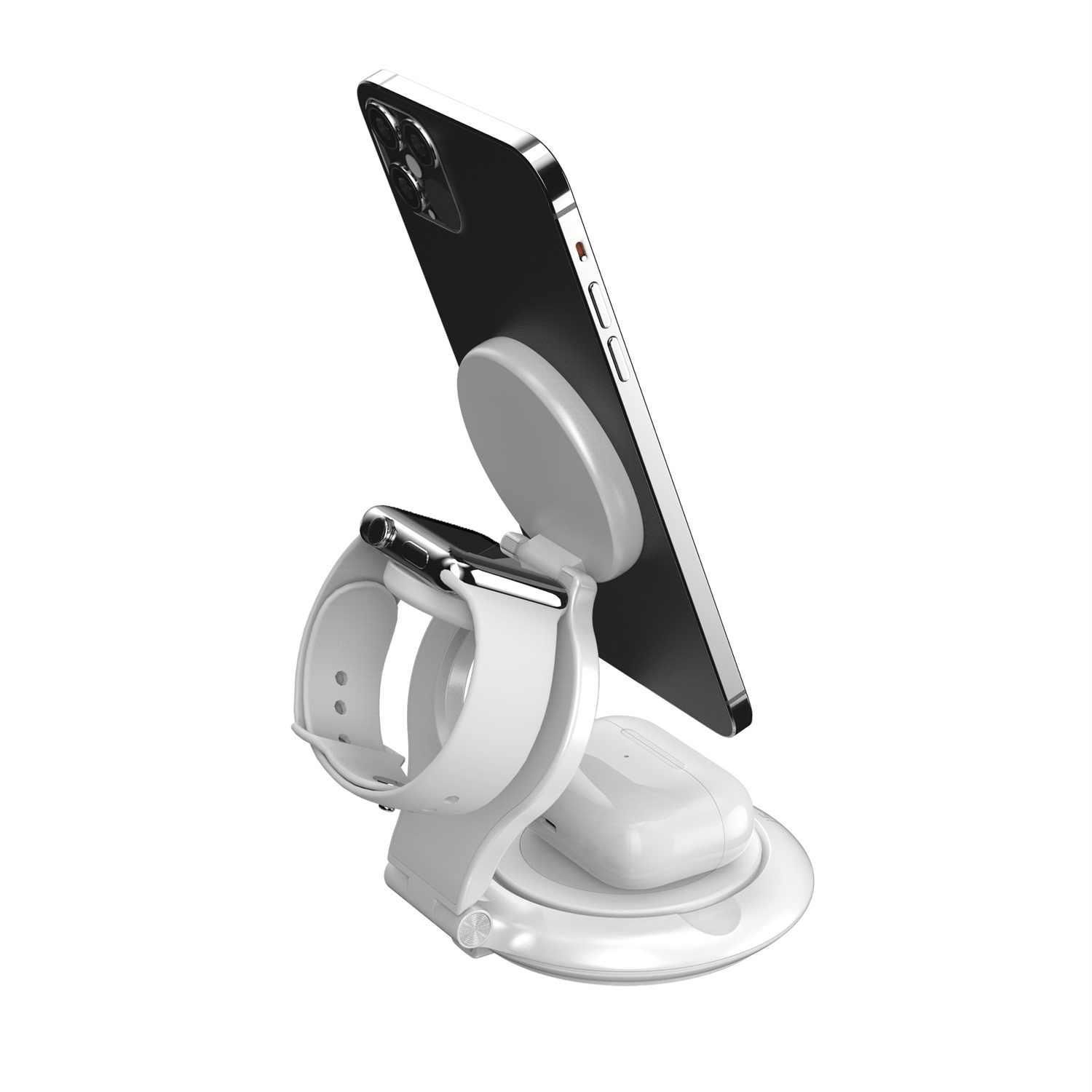 j5create JUPW3415-N Caricabatterie Wireless Bianco per Orologi Intelligenti, Cuffie e Smartphone