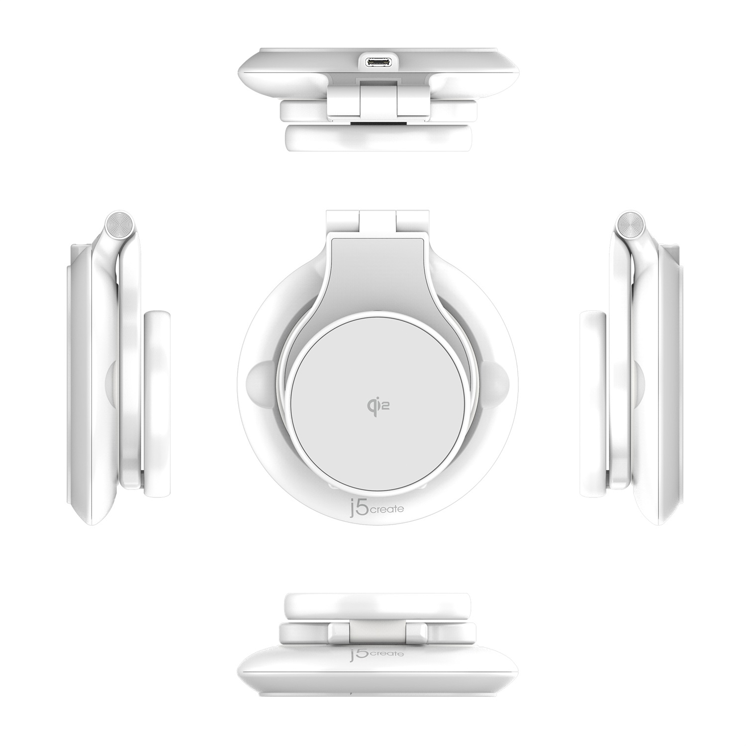 j5create JUPW3415-N Caricabatterie Wireless Bianco per Orologi Intelligenti, Cuffie e Smartphone
