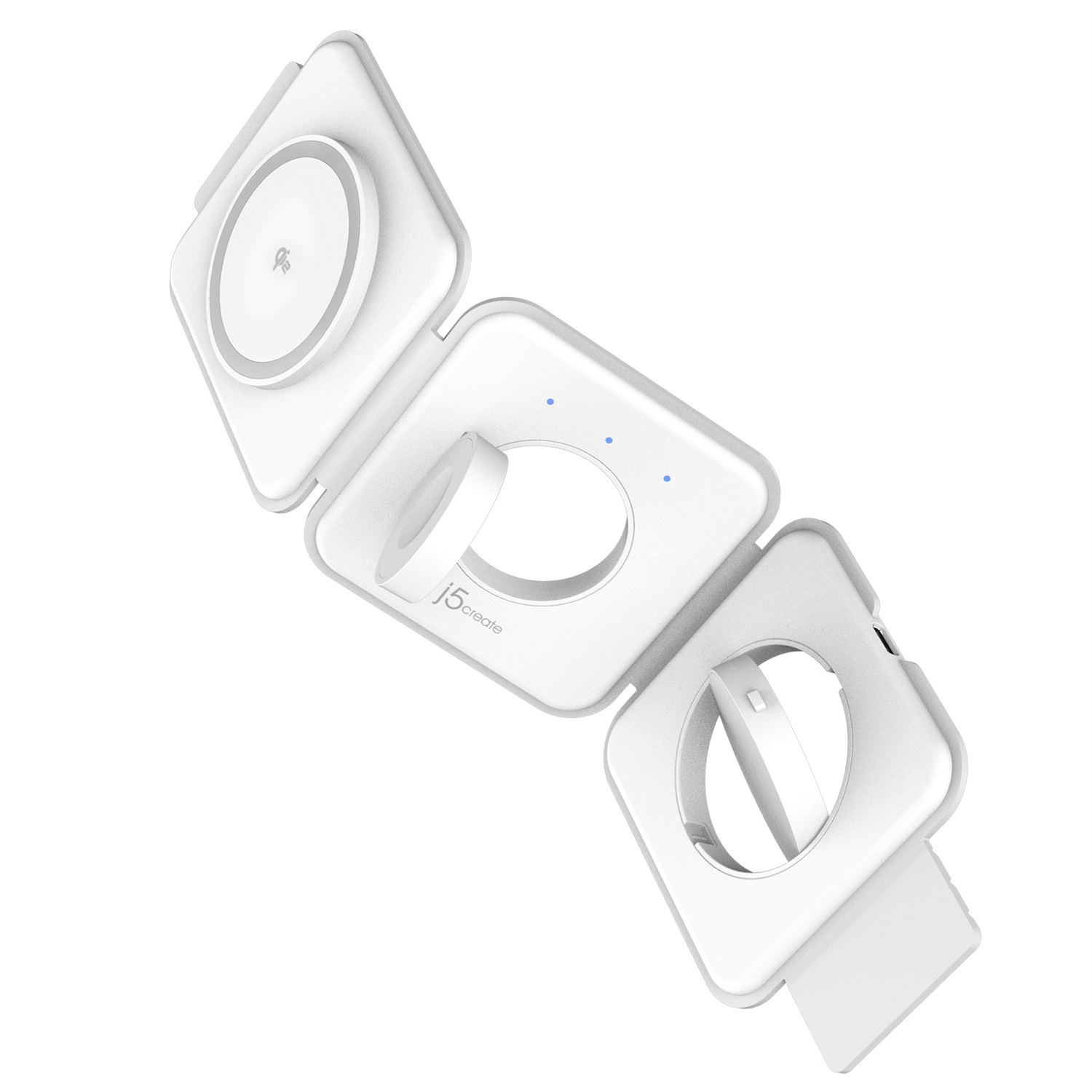 j5create JUPW3415 Cuffie e Caricatore Wireless Bianco per Smartphone e Orologi Intelligenti con Ricarica Rapida