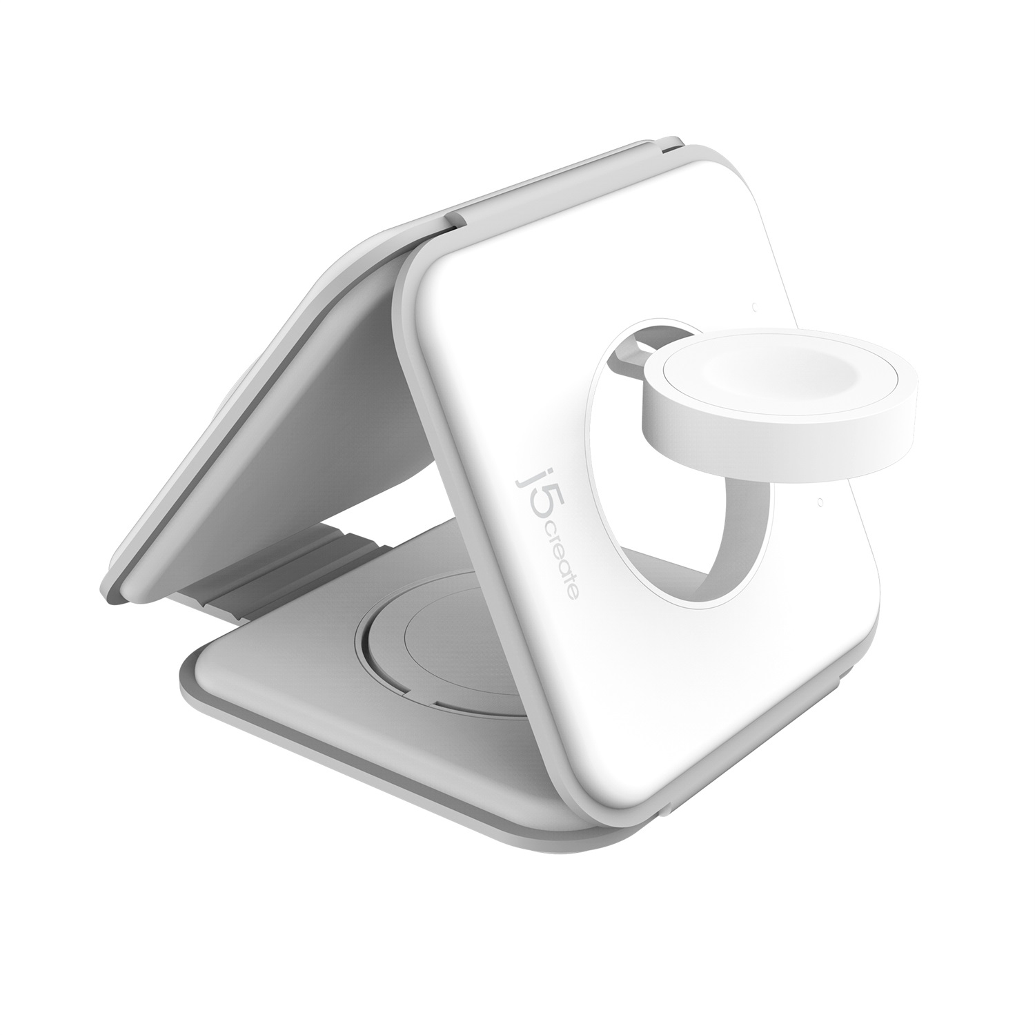 j5create JUPW3415 Cuffie e Caricatore Wireless Bianco per Smartphone e Orologi Intelligenti con Ricarica Rapida