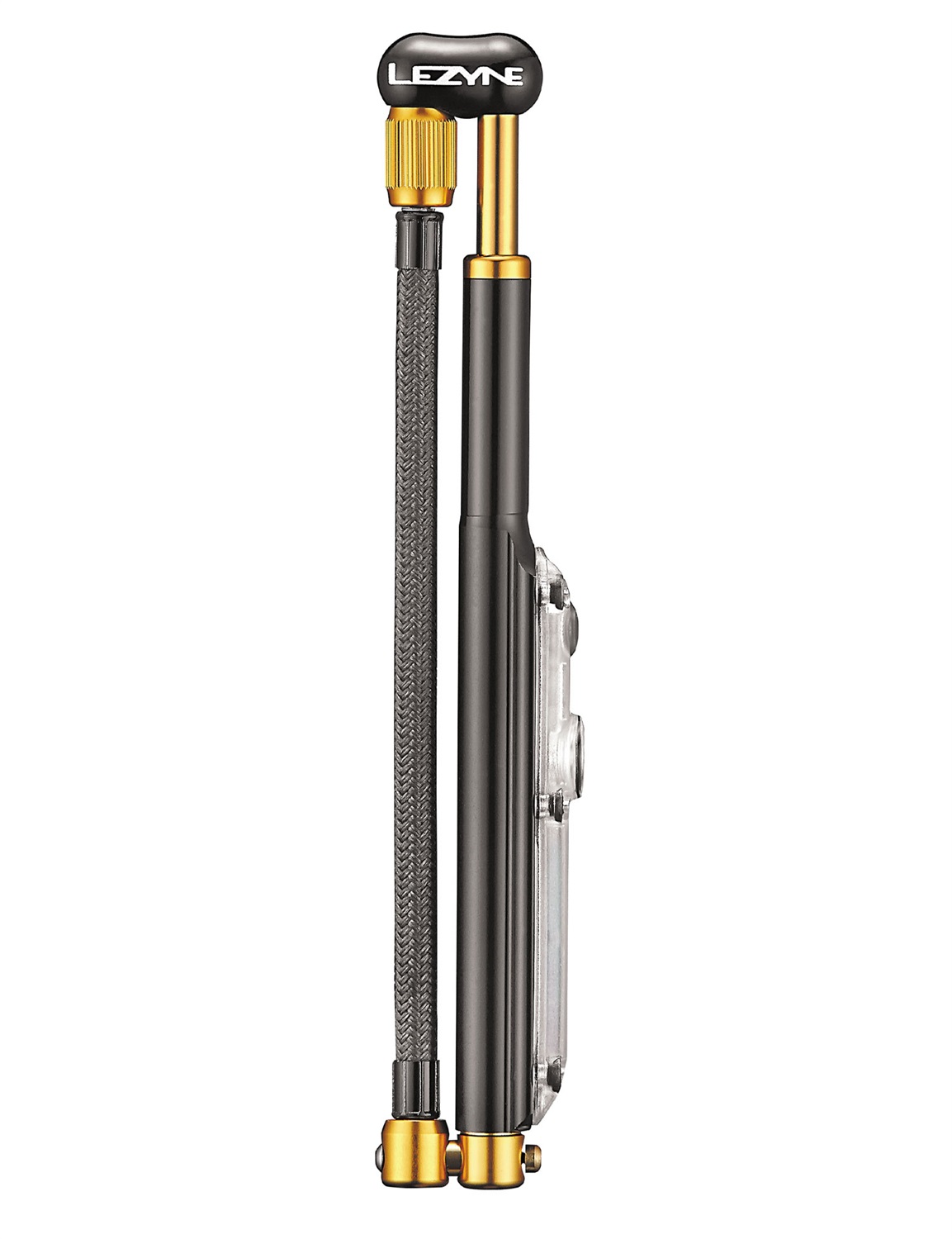 Lezyne Digital Shock Drive - Mini Pompa 350psi in Alluminio Nero/Oro con Valvola di Scarico