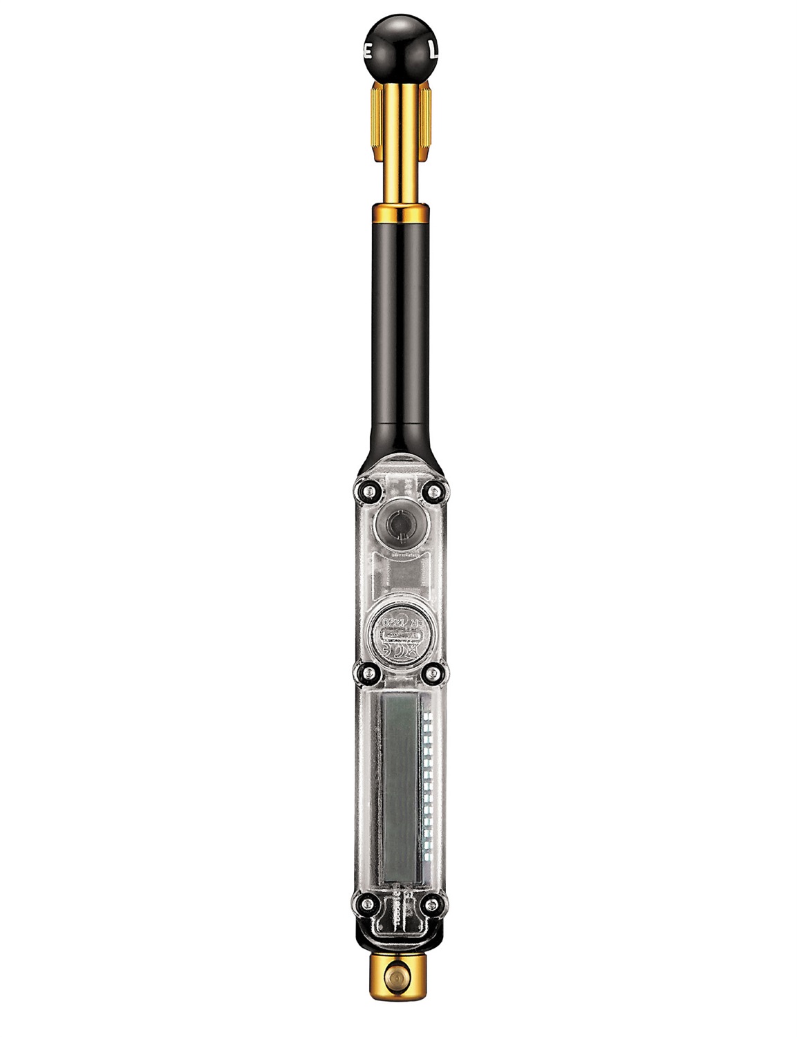 Lezyne Digital Shock Drive - Mini Pompa 350psi in Alluminio Nero/Oro con Valvola di Scarico