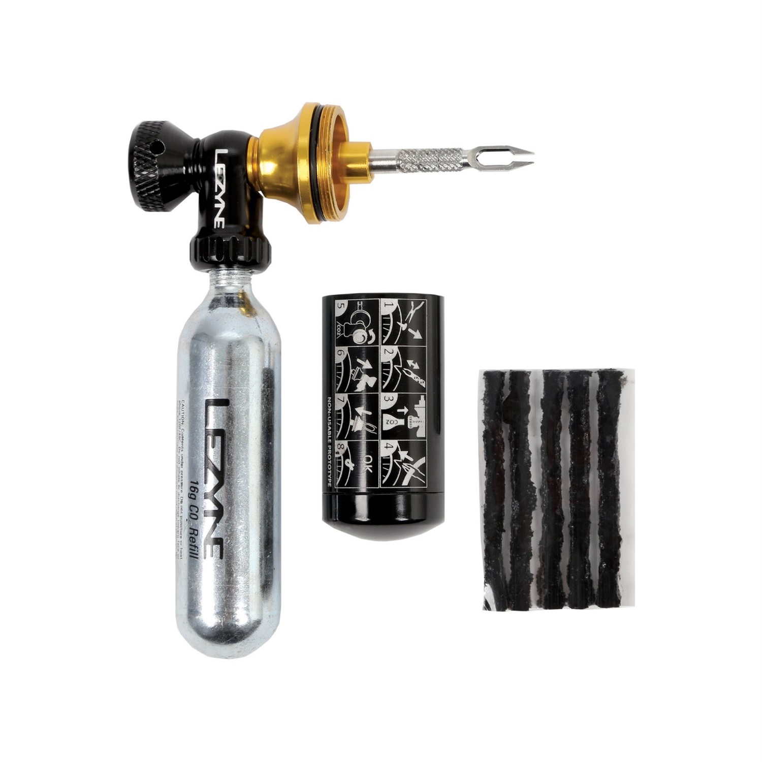 Lezyne Kit Riparazione Tubeless CO2 Blaster - Erogatore 2 in 1 per Gonfiaggio e Sigillatura Pneumatici