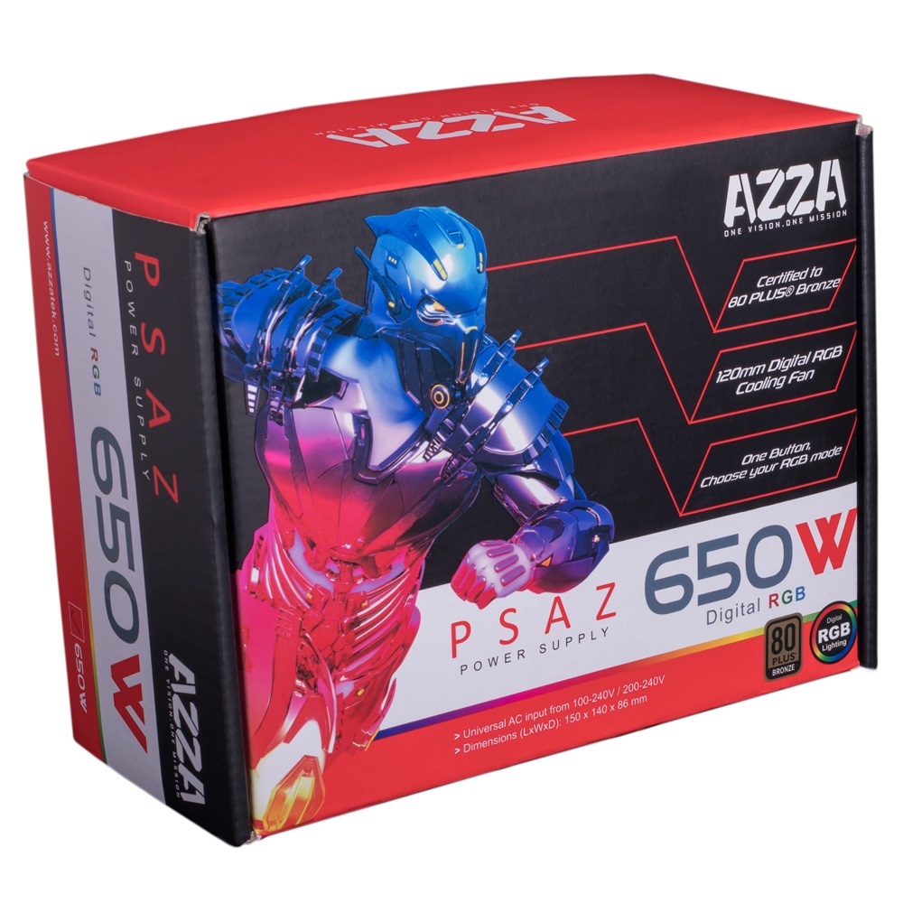 Azza PSAZ-650W ARGB Alimentatore per Computer 650W 20 4 pin ATX Nero con 2 x PCIe