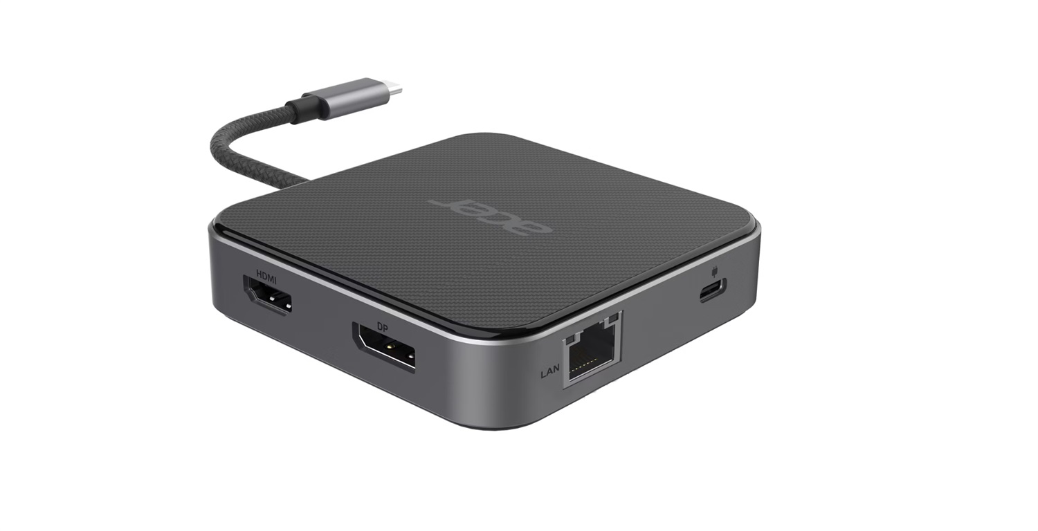 Acer Docking Station 7 in 1 HP.DSCAB.013 con HDMI, DP, 2xUSB3.2, USB-C, RJ45 e audio - 8K Ultra HD