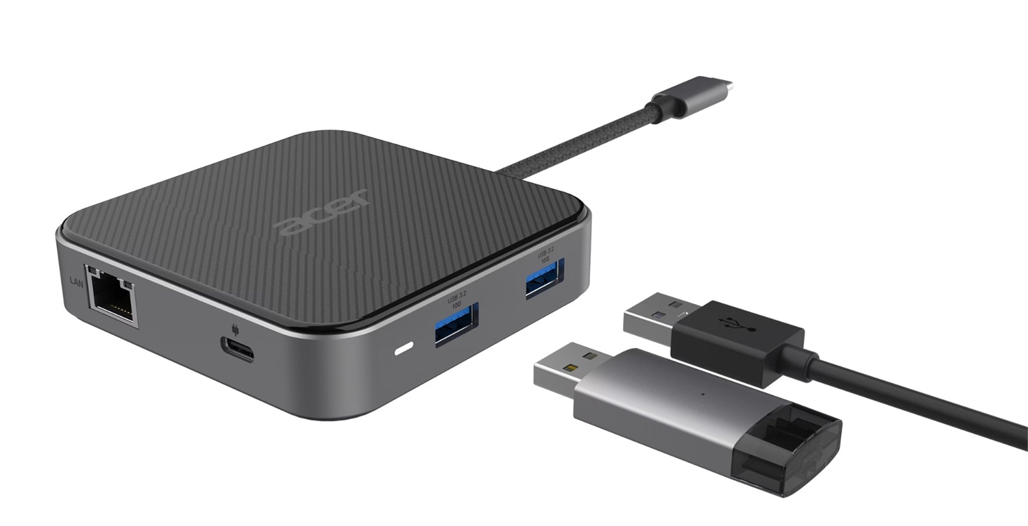 Acer Docking Station 7 in 1 HP.DSCAB.013 con HDMI, DP, 2xUSB3.2, USB-C, RJ45 e audio - 8K Ultra HD