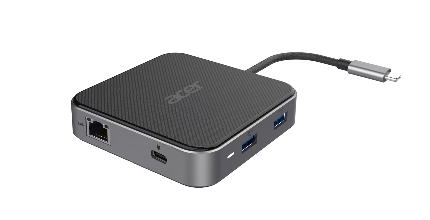 Acer Docking Station 7 in 1 HP.DSCAB.013 con HDMI, DP, 2xUSB3.2, USB-C, RJ45 e audio - 8K Ultra HD