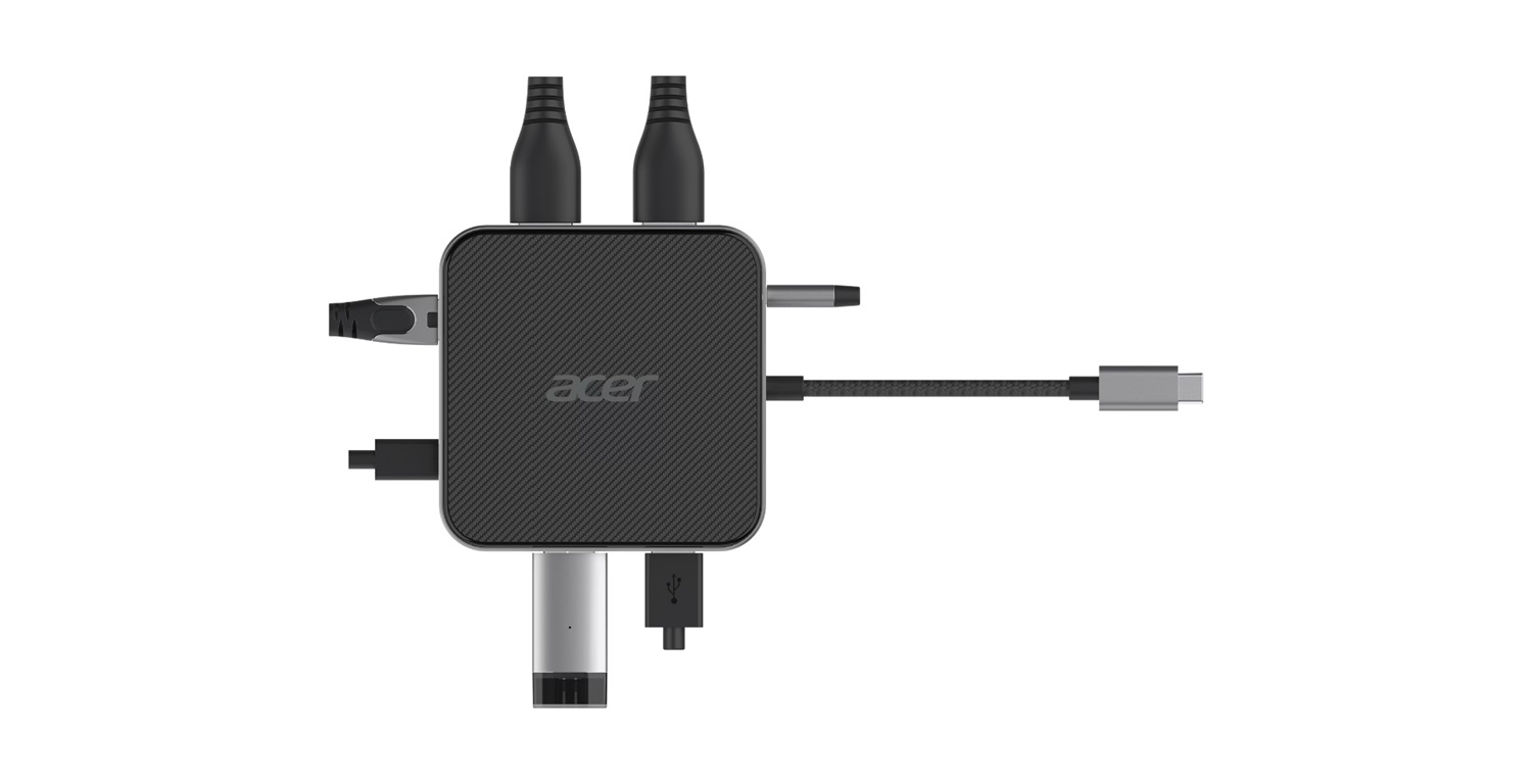 Acer Docking Station 7 in 1 HP.DSCAB.013 con HDMI, DP, 2xUSB3.2, USB-C, RJ45 e audio - 8K Ultra HD