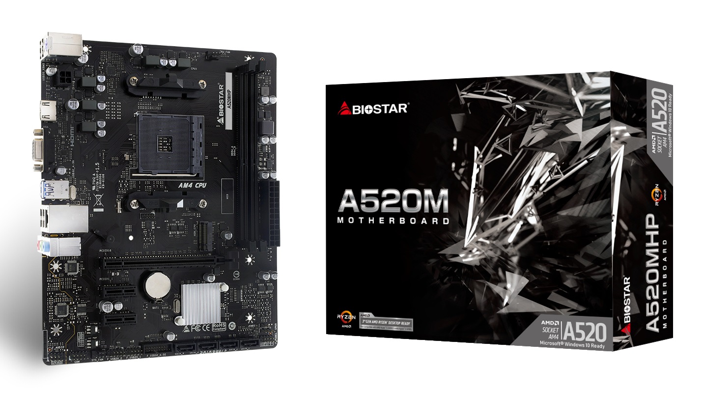 Biostar A520MHP Scheda Madre Micro ATX AM4 con Supporto DDR4 fino a 64 GB e PCIe 3.0