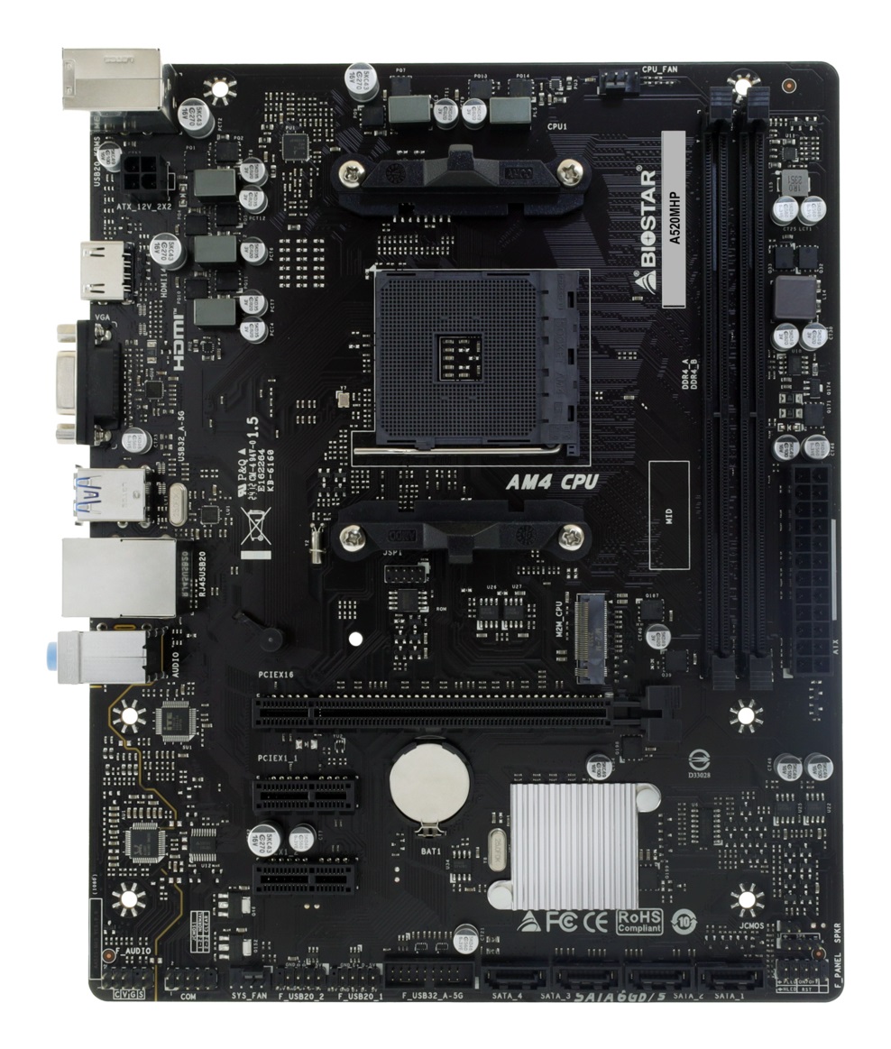 Biostar A520MHP Scheda Madre Micro ATX AM4 con Supporto DDR4 fino a 64 GB e PCIe 3.0