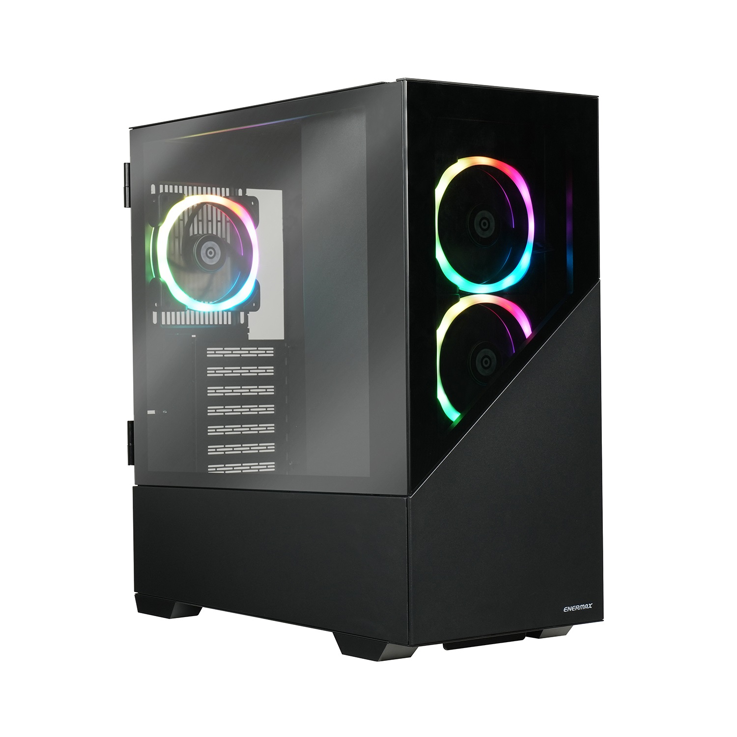 Enermax K8 Midi Tower Gaming PC Case Nero con Vetro Temperato, 3 Ventole ARGB PWM da 12 cm, USB3.2 Gen1 e Tipo C