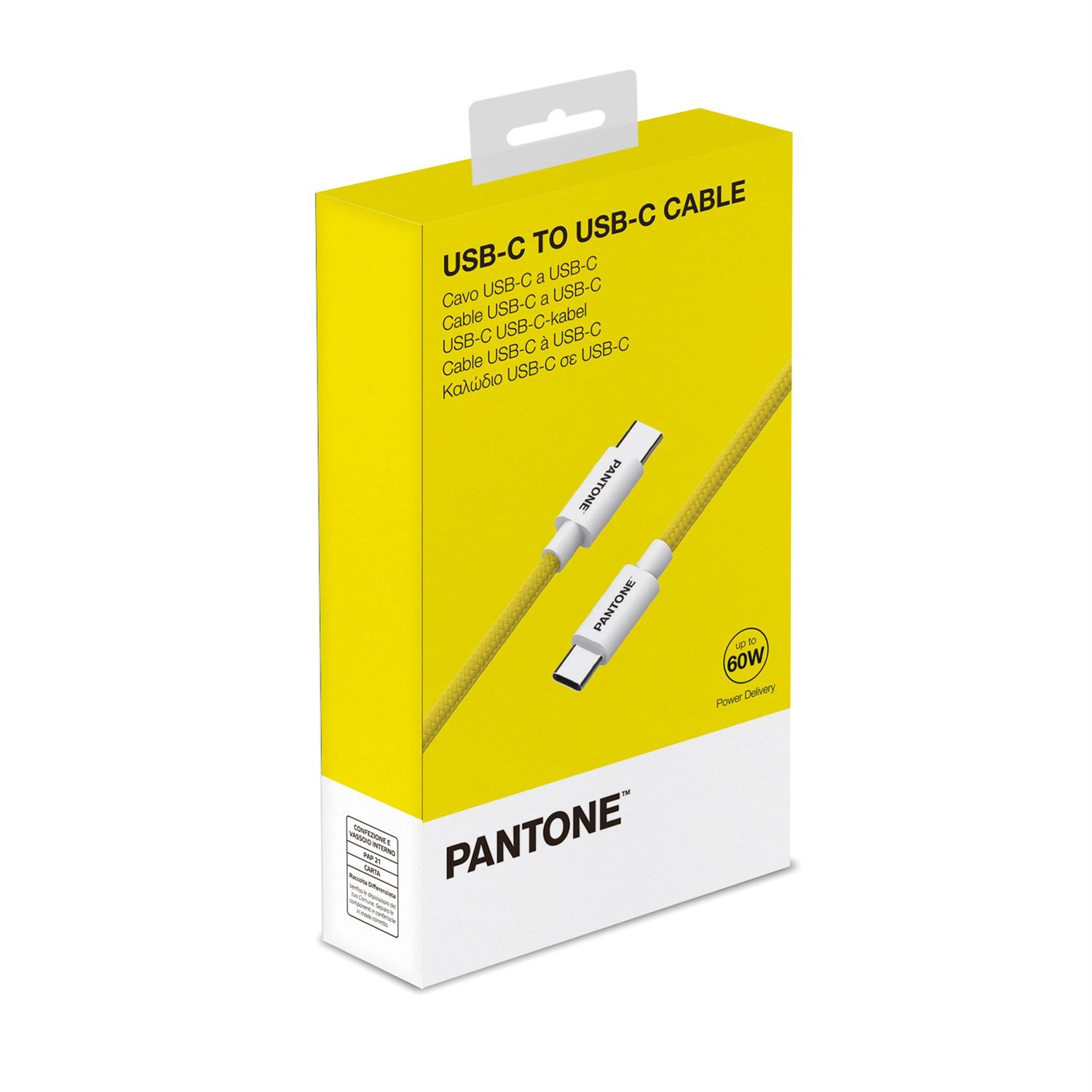 Celly Cavo USB-C a USB-C 1,5 m con Connettore Reversibile per Ricarica Veloce e Trasferimento Dati Rapidi - Giallo