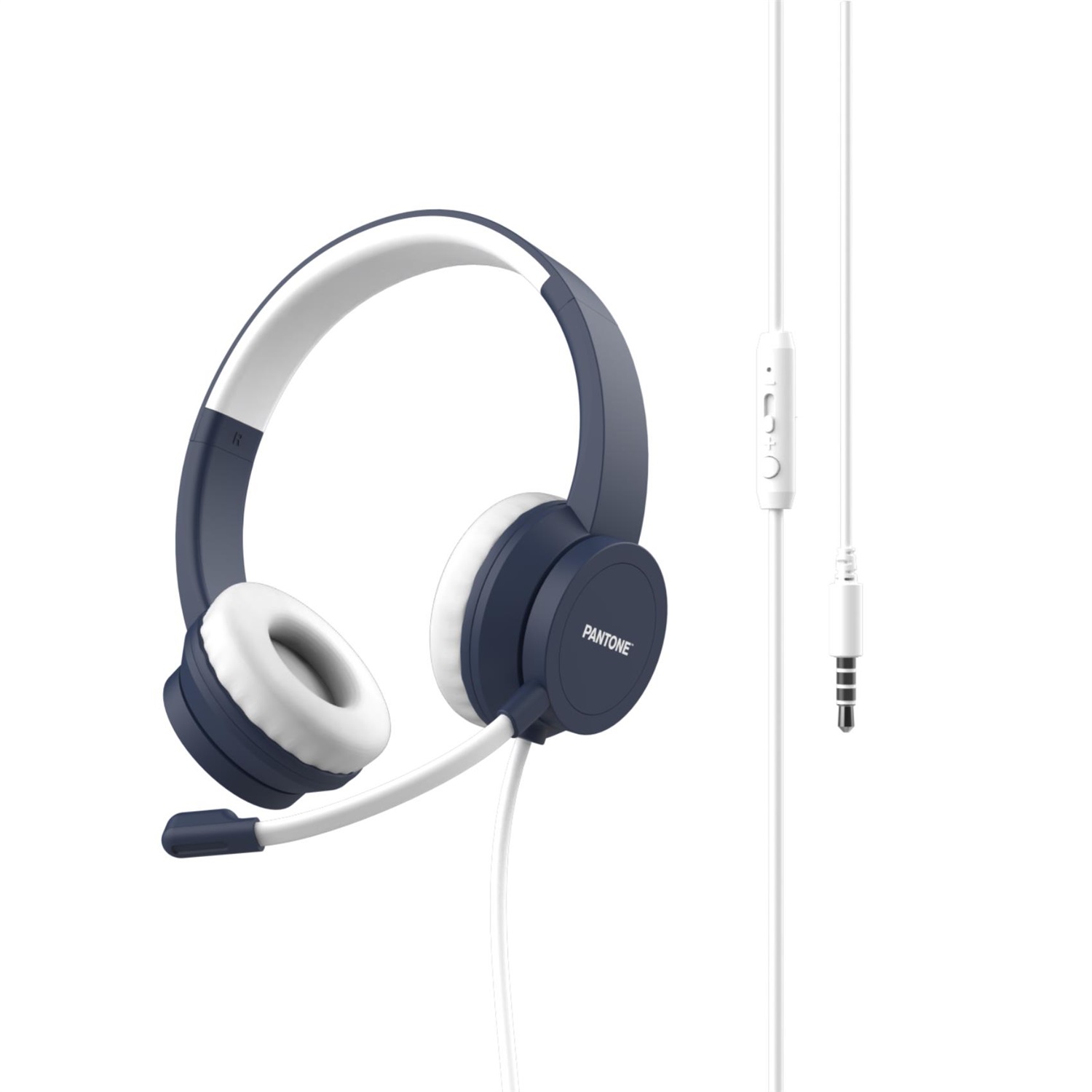 Pantone Celly Cuffie Over-ear Cablate con Microfono Regolabile, Connettore Jack 3.5mm, Lunghezza Cavo 1,2m, Archetto Regolabile, Design Elegante Deep Ocean