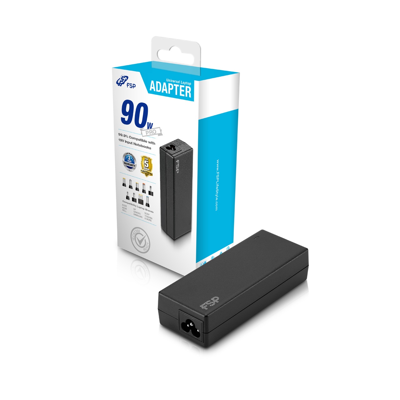 FSP NB PRO Adattatore e Invertitore Interno 90 W Nero - Compatibile con Notebook, Efficienza >88%, Protezione Multipla