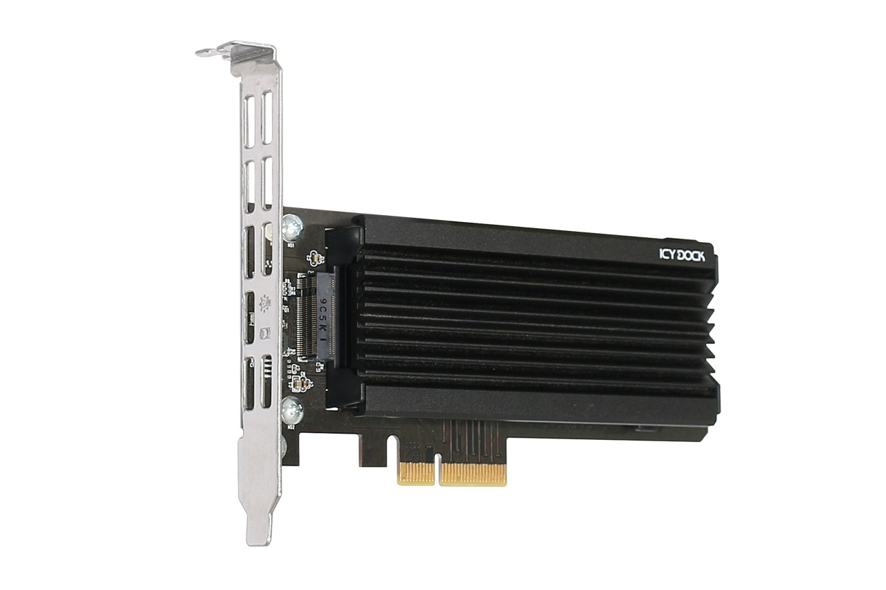 ICYDOCK EZConvert Ex Pro MB987M2P-1B - Adattatore PCIe per SSD M.2 NVMe con raffreddamento passivo e indicatori LED