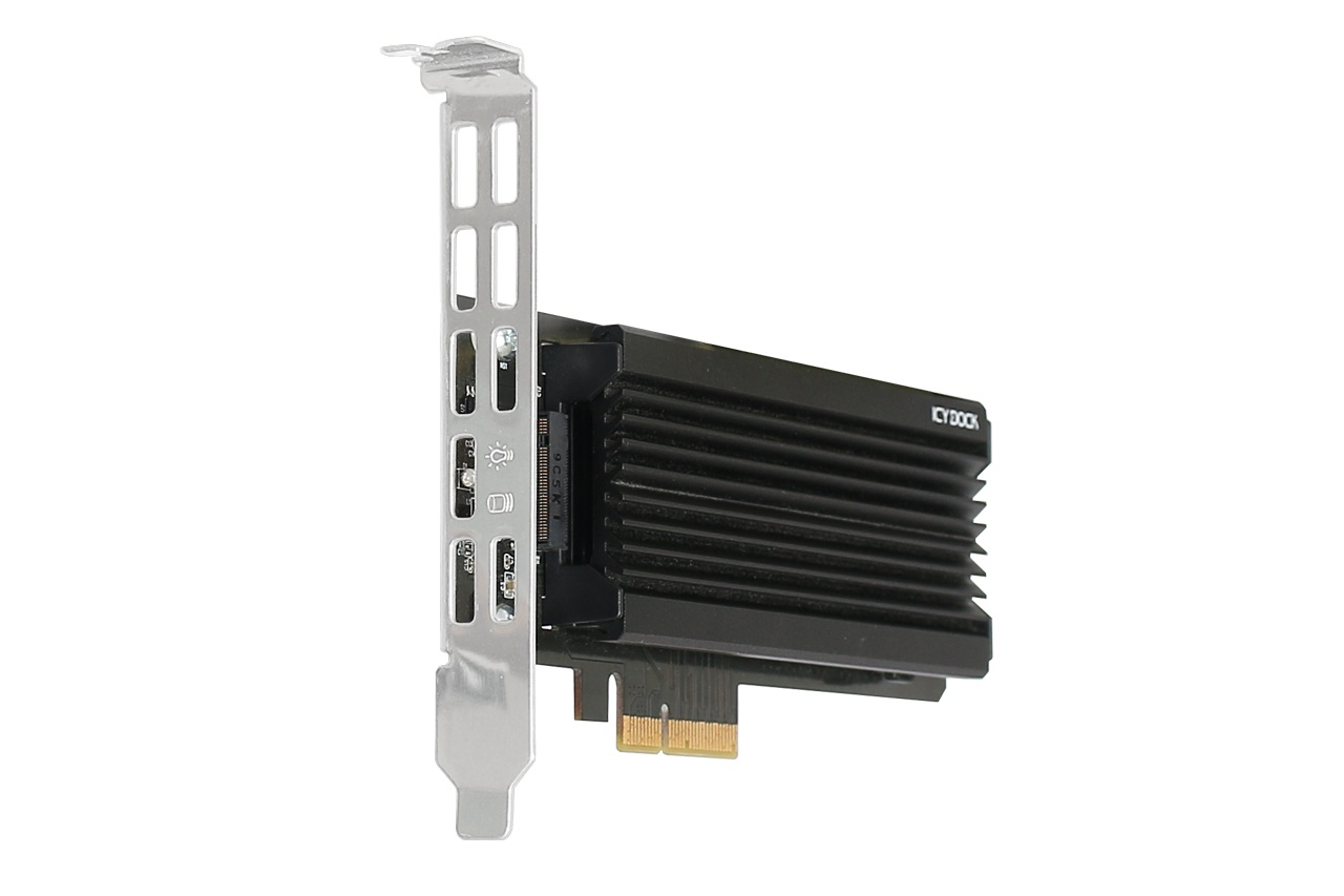 ICYDOCK EZConvert Ex Pro MB987M2P-1B - Adattatore PCIe per SSD M.2 NVMe con raffreddamento passivo e indicatori LED