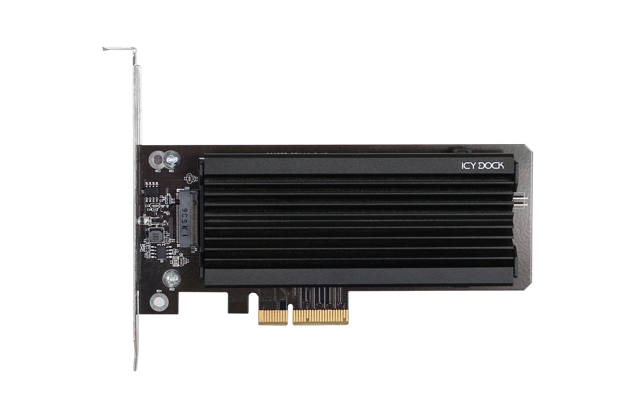 ICYDOCK EZConvert Ex Pro MB987M2P-1B - Adattatore PCIe per SSD M.2 NVMe con raffreddamento passivo e indicatori LED