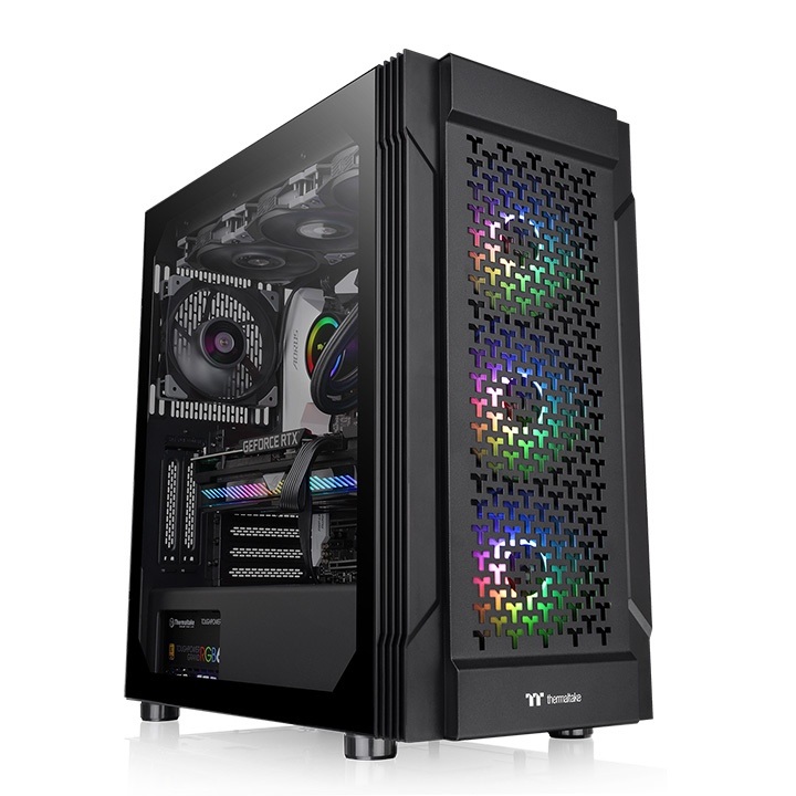 Thermaltake Versa T27 TG ARGB Midi Tower Nero con Vetro Temperato, Ottimizzato per Flusso d'Aria, Compatibile ATX
